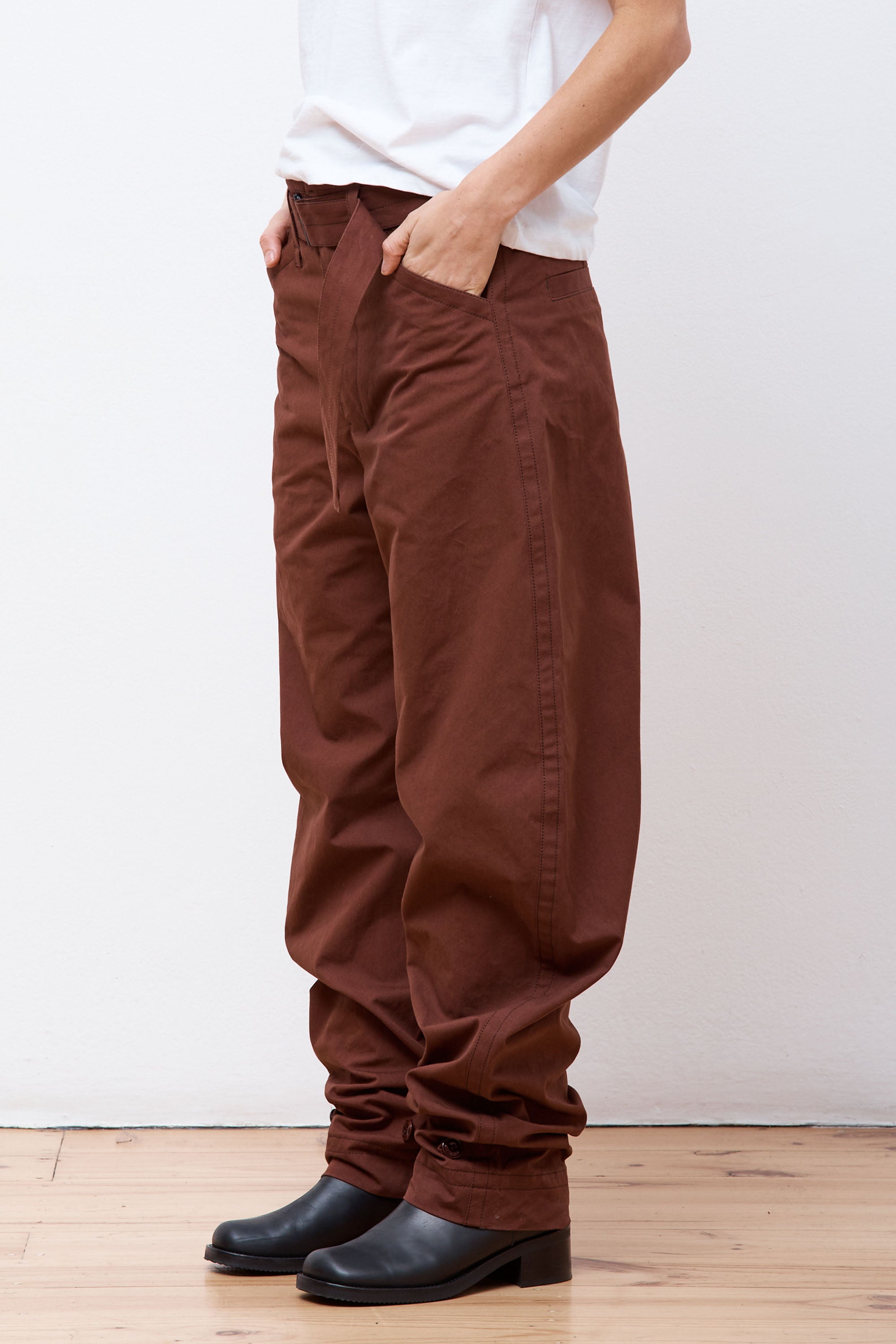 Belted Tapered Pants Chocolate Fondant