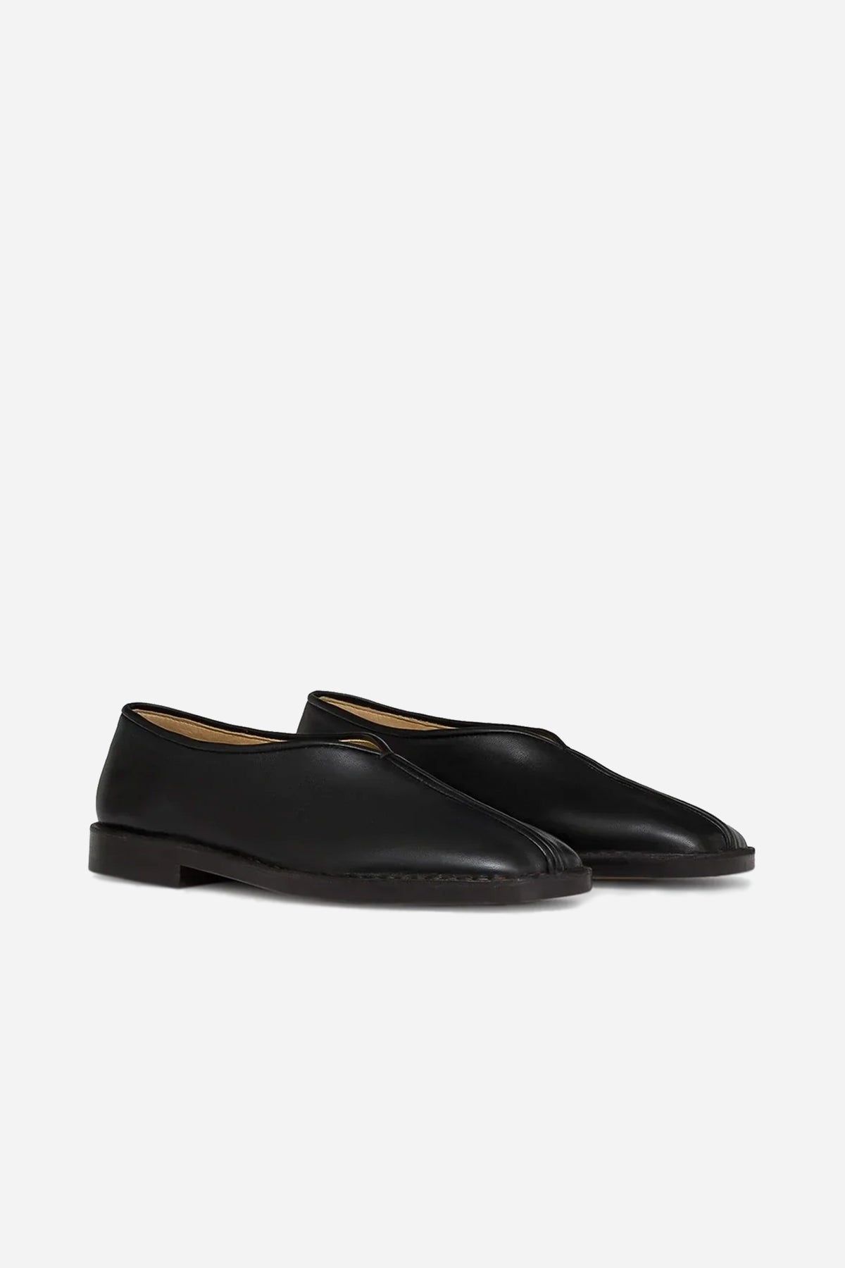 Flat Piped Slippers Black/Dark Chocolate