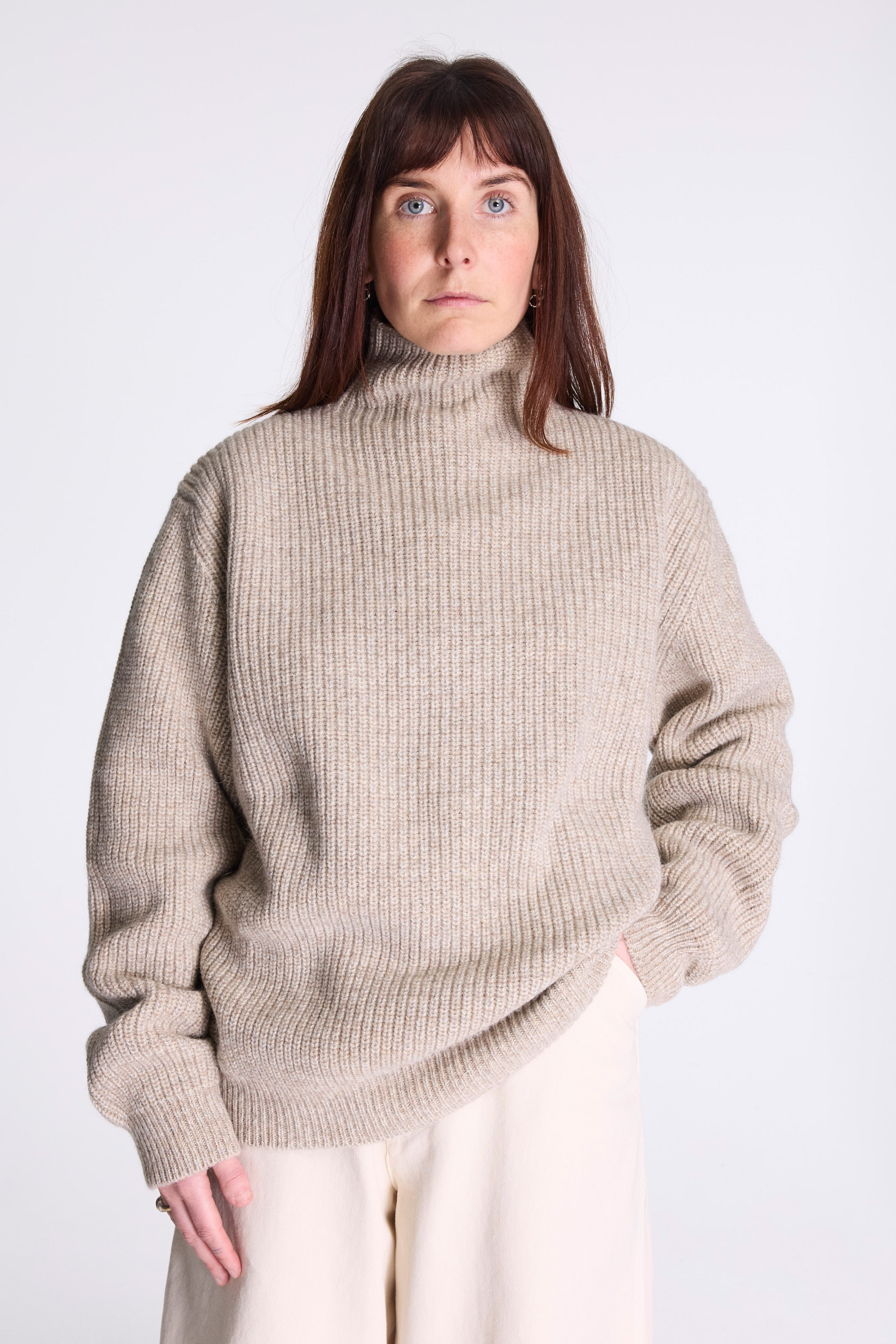 High Neck Sweater Beige/Oat