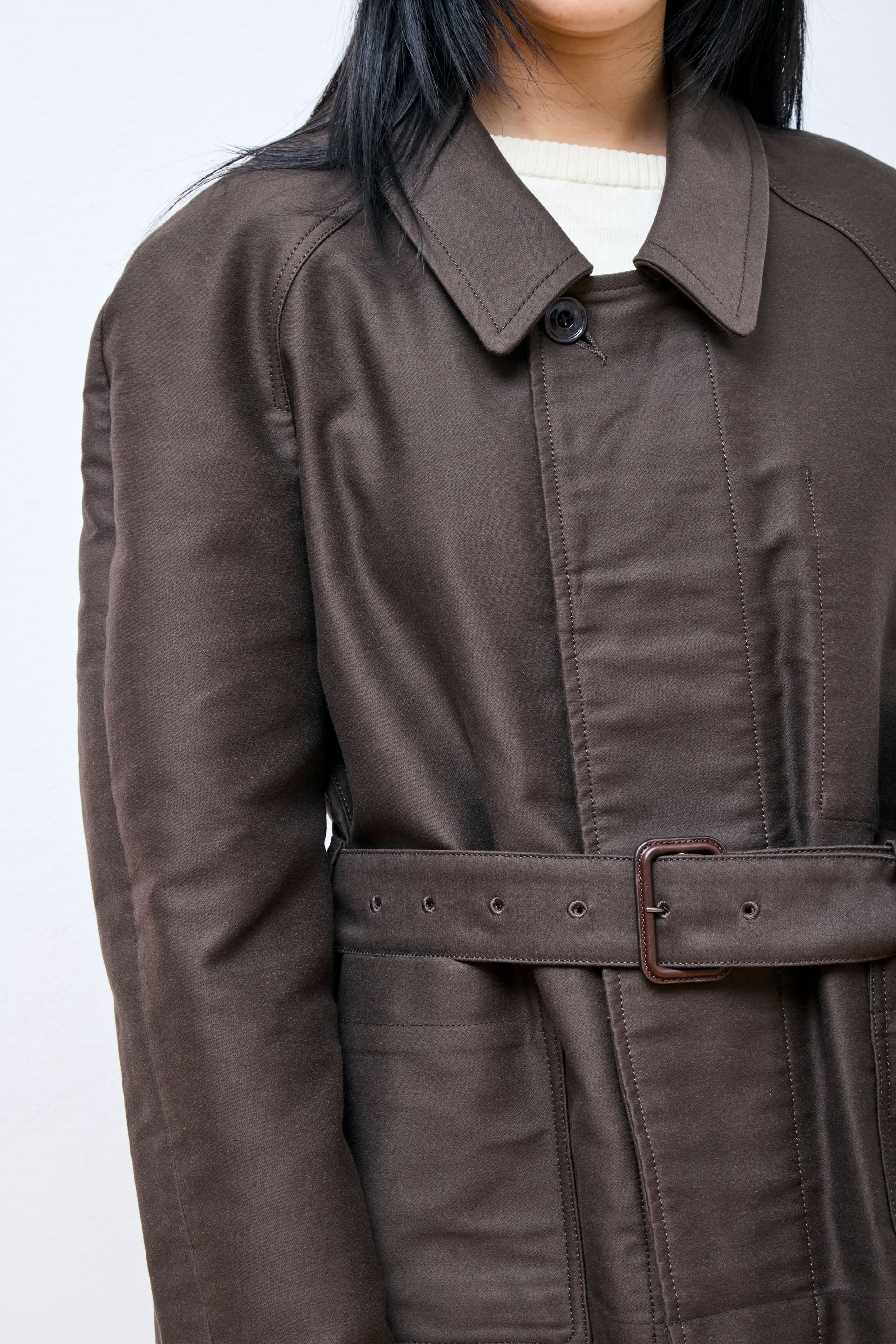 Belted Two Pocket Jacket Dark Brown