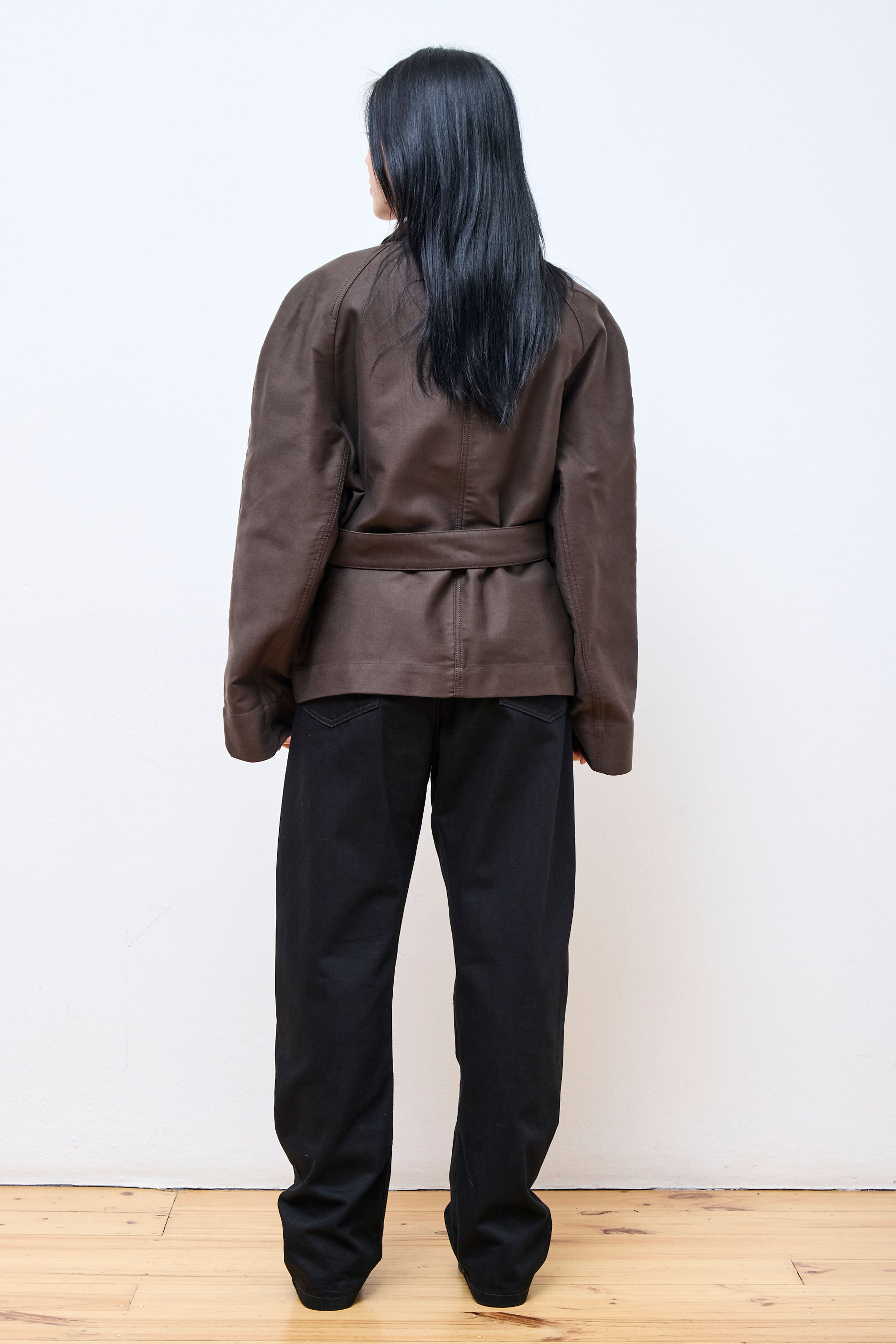 Belted Two Pocket Jacket Dark Brown