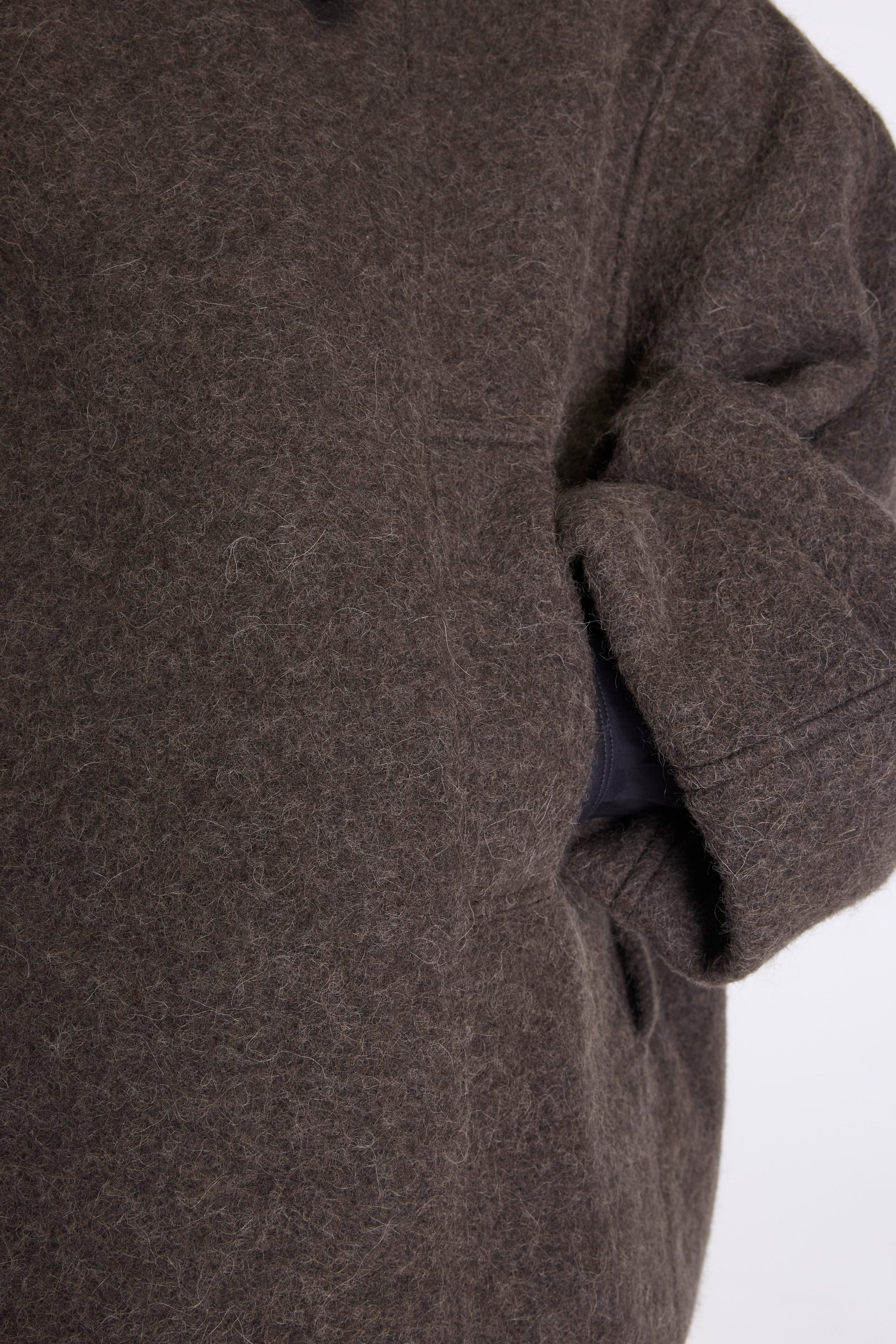 Short Asymmetrical Bathrobe Coat Dark Khaki