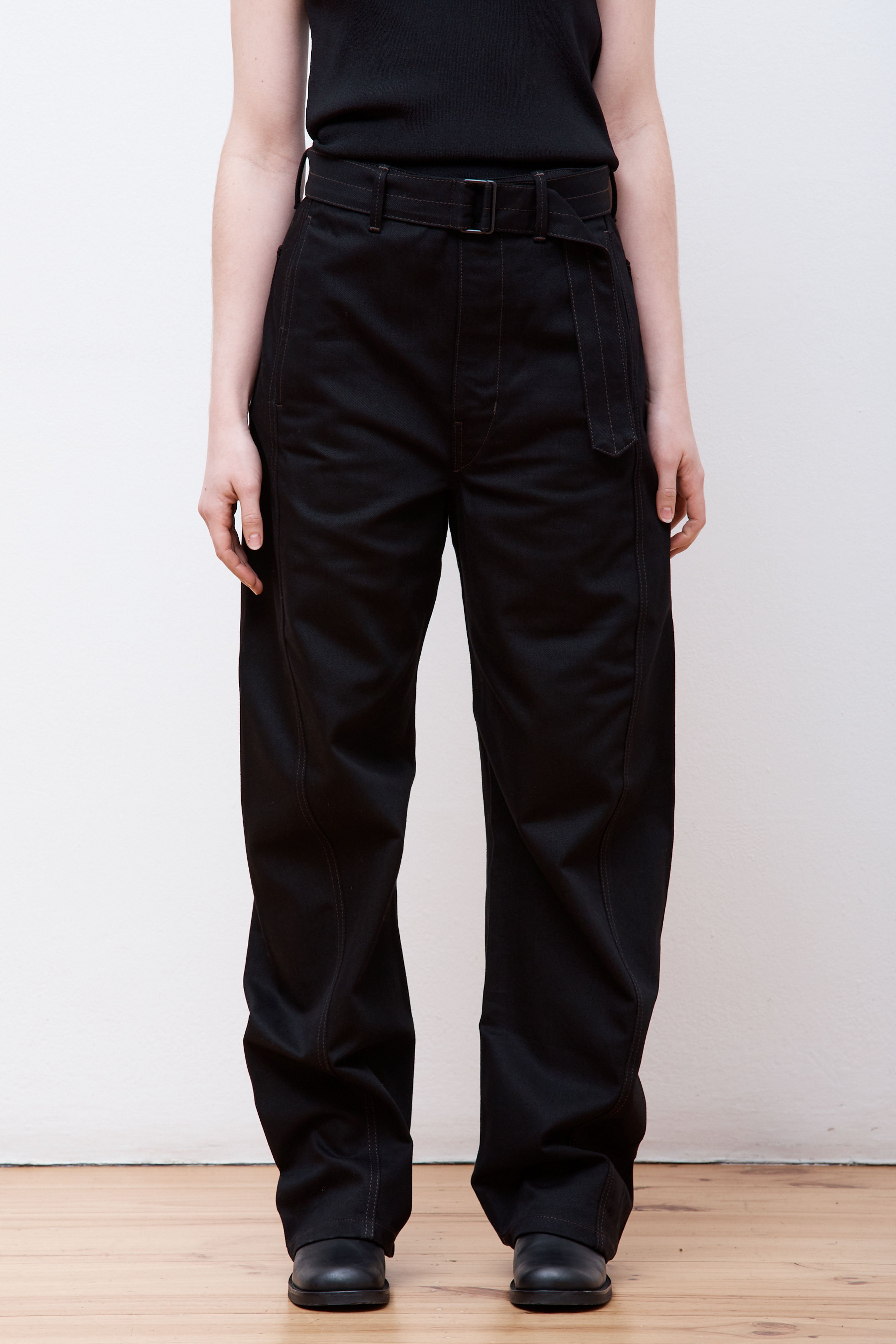 Twisted Belted Pants Black