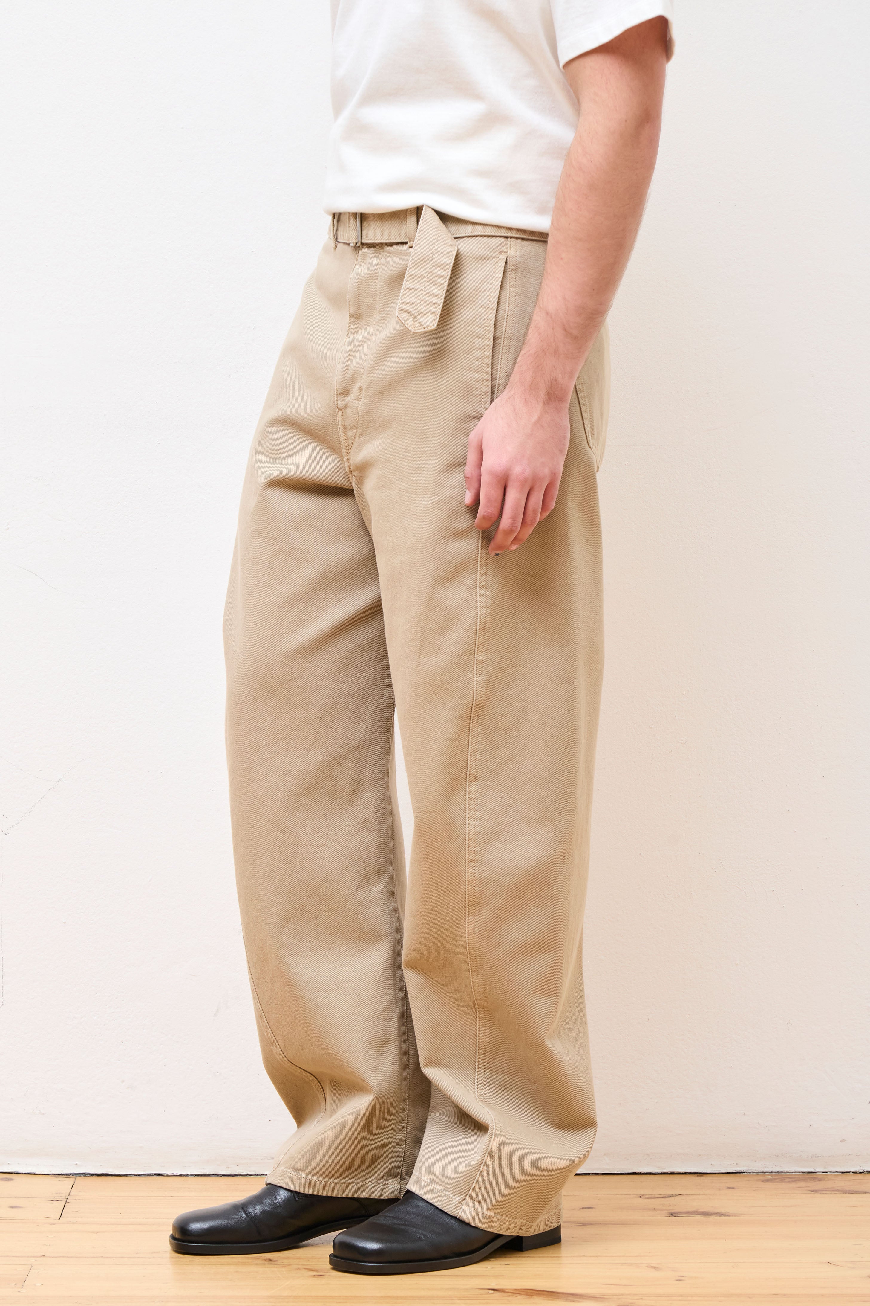 Twisted Belted Pants Natural Beige