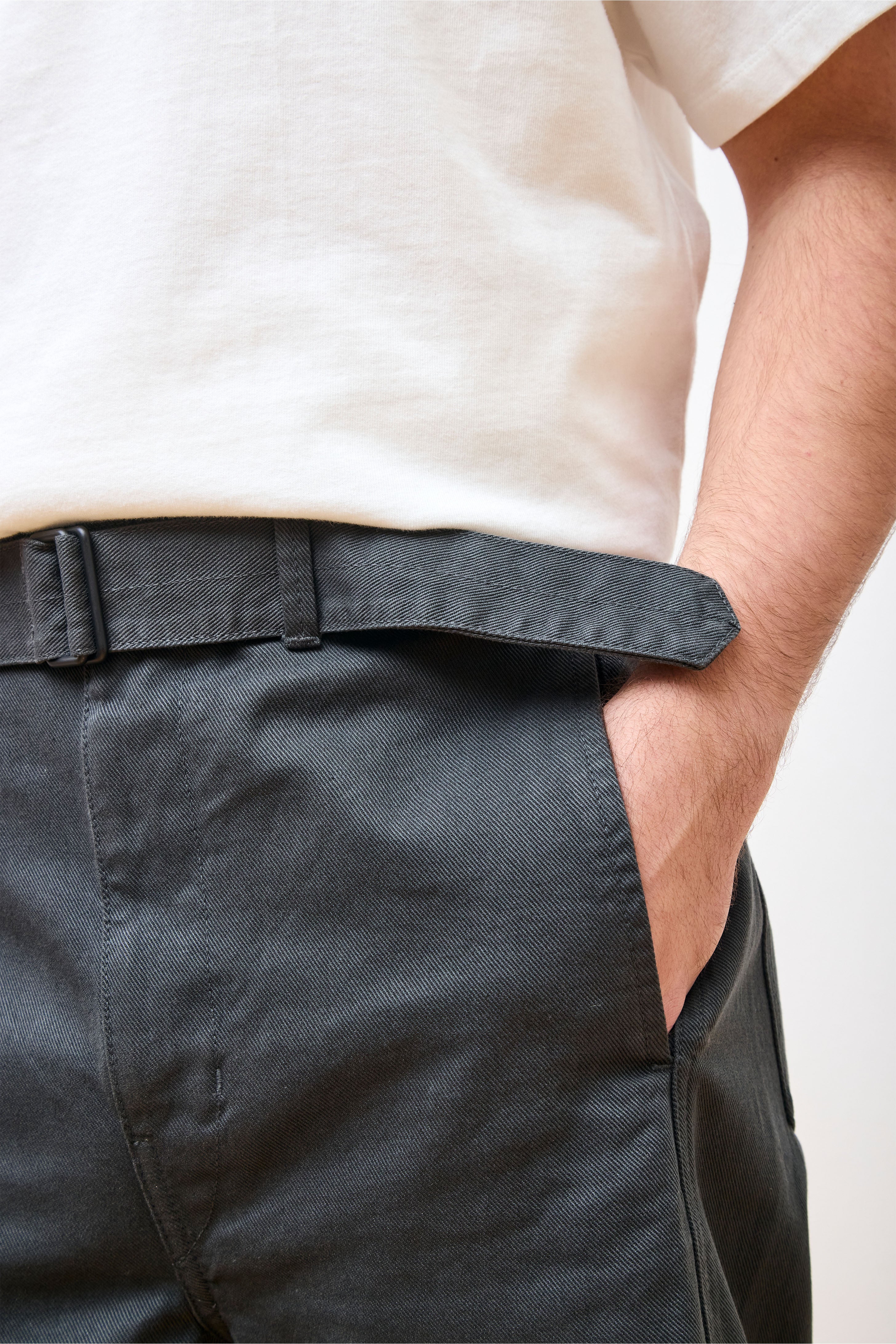 Twisted Belted Pants Carbon Blue