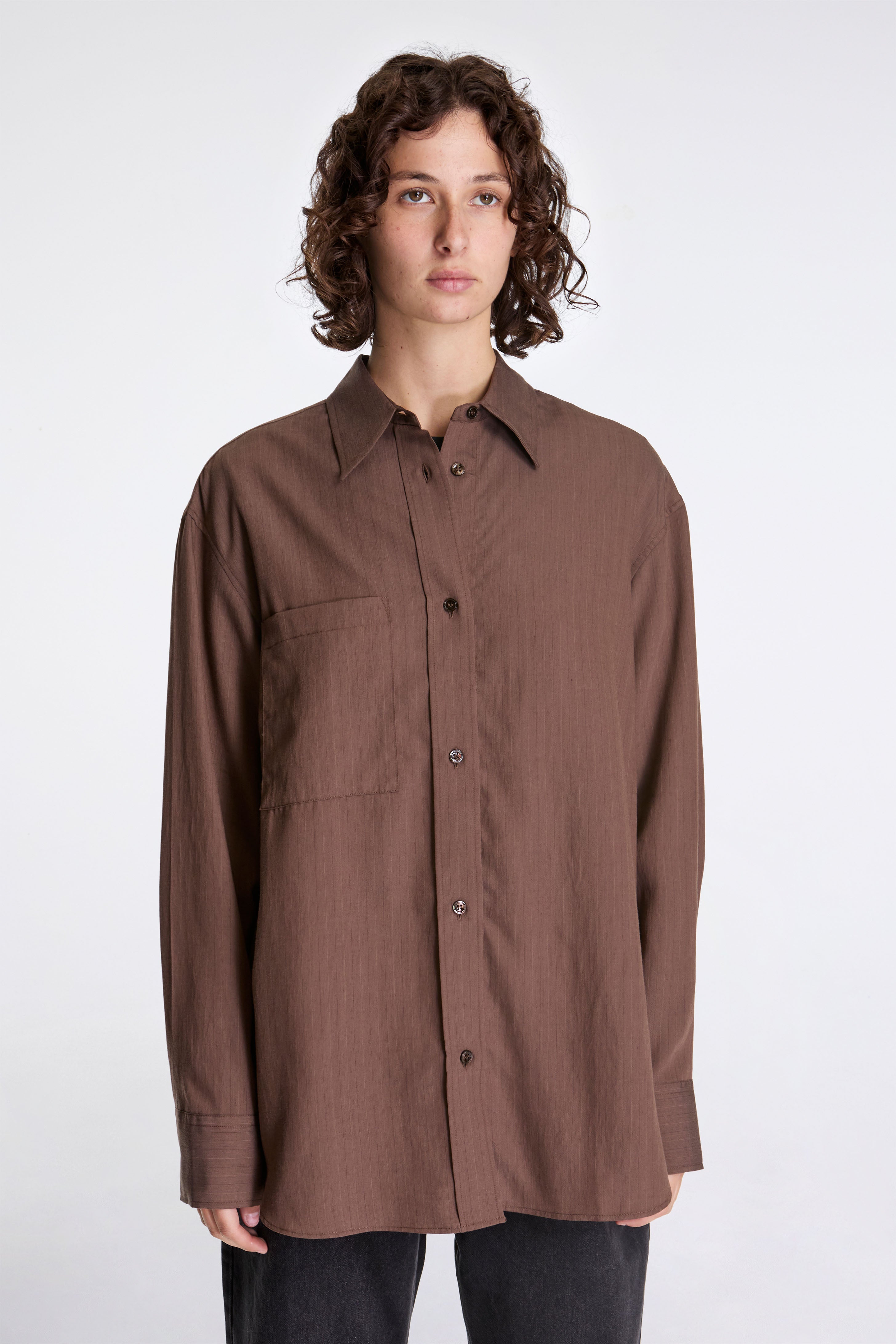 Leto Oversized Classic Shirt Brown