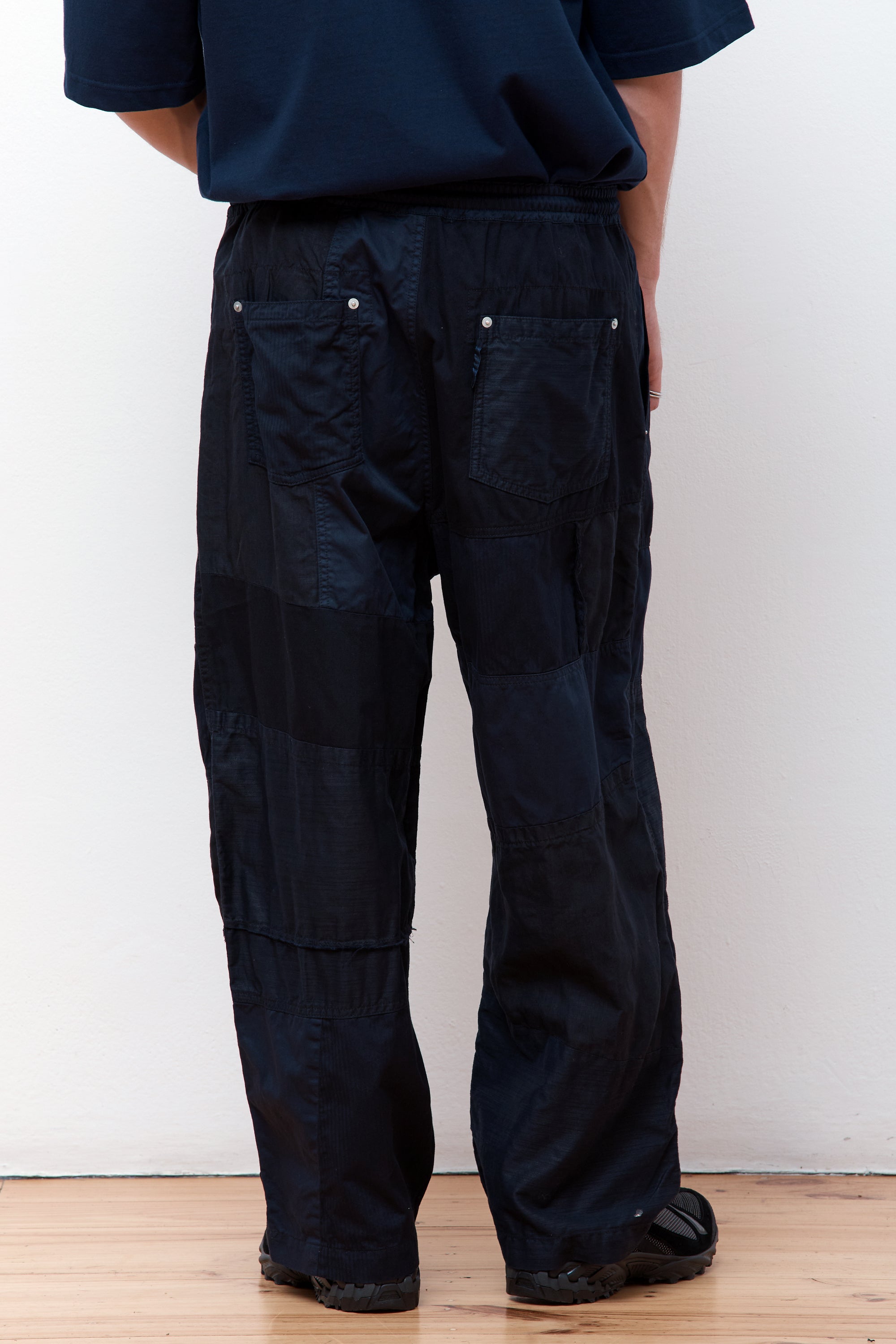 Cotton Linen Patchwork Pant Navy Mix