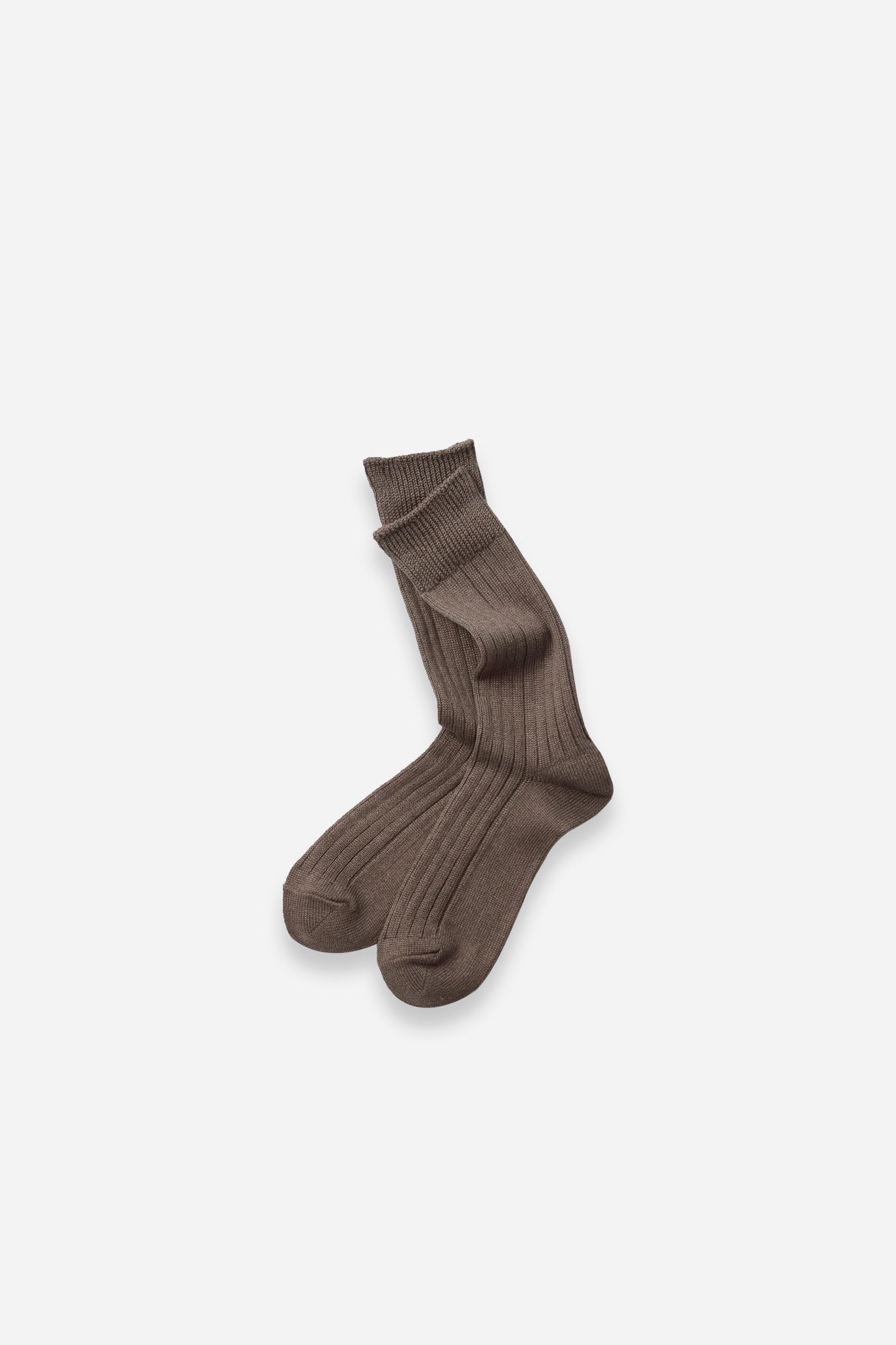Linen Cotton Ribbed Crew Socks D.Gray