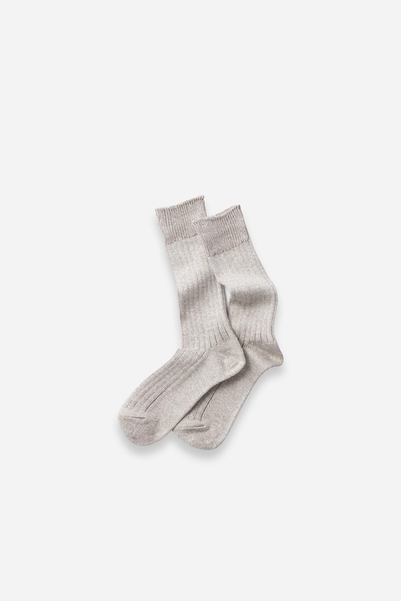 Linen Cotton Ribbed Crew Socks Grayge