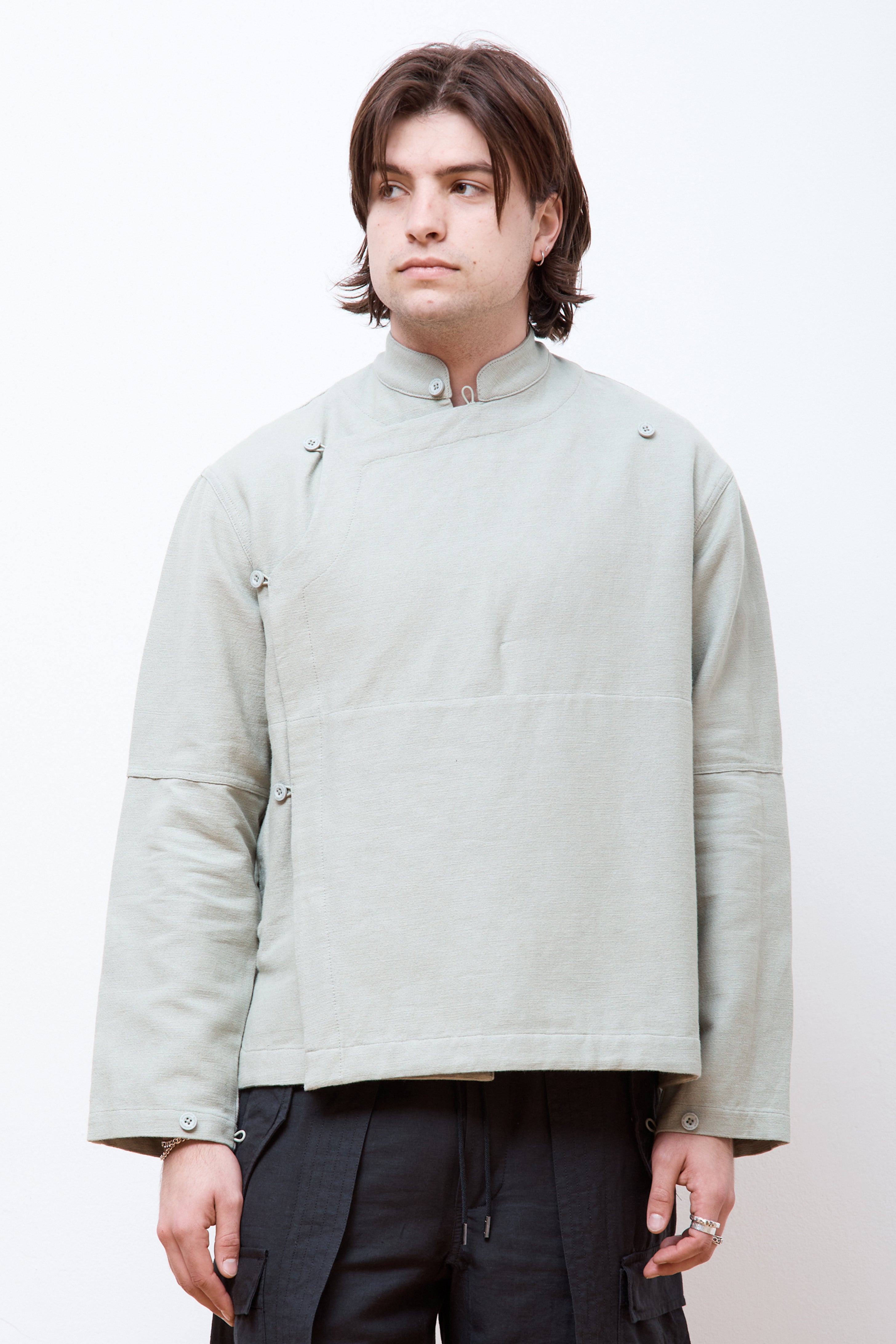 Asym Monk Shirt Sage