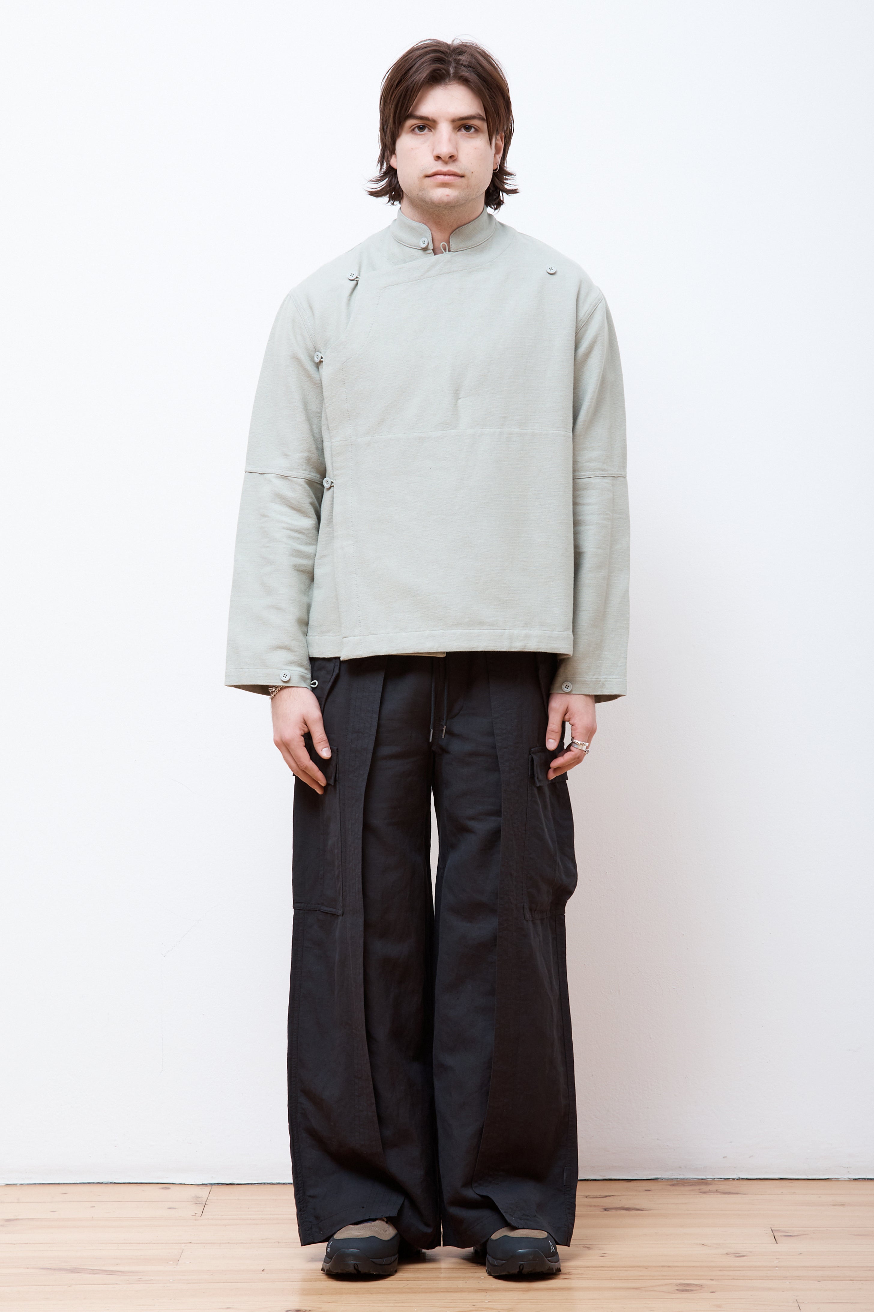 Asym Monk Shirt Sage