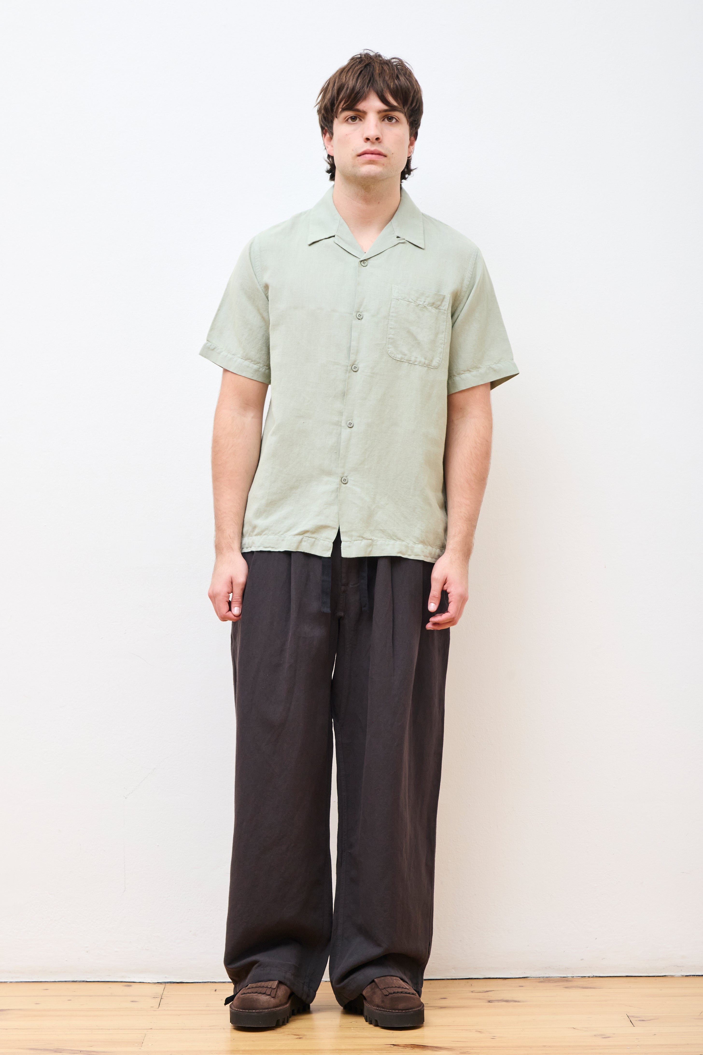 Hemp Pleated Track Pant Black