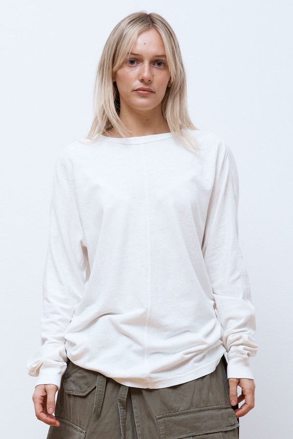 Hemp Cross Oversized L/S T-Shirt White