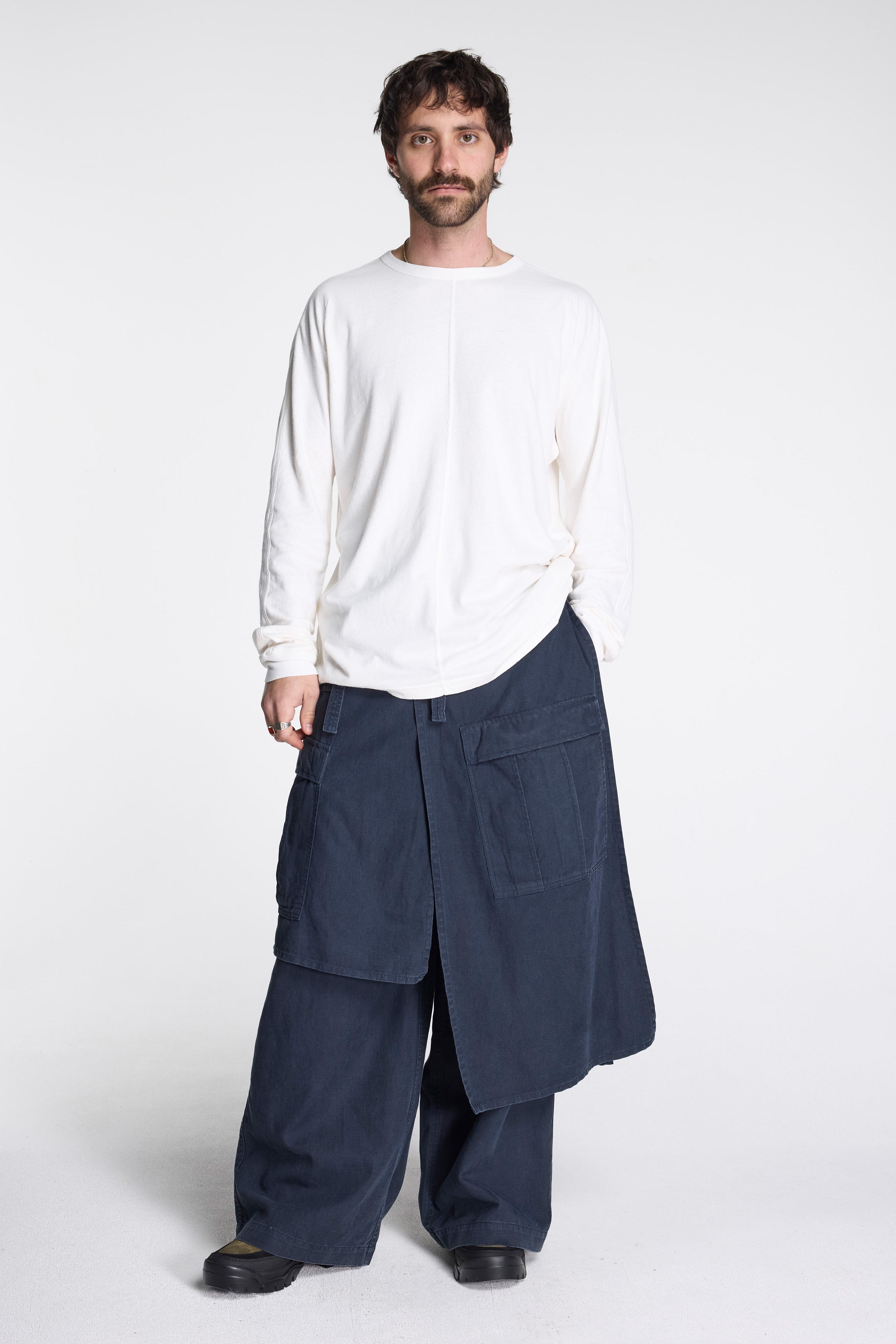 Hemp Cross Oversized L/S T-Shirt White