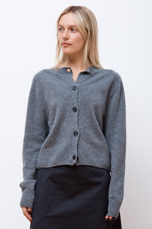 Small Crew Neck Cardigan Charcoal