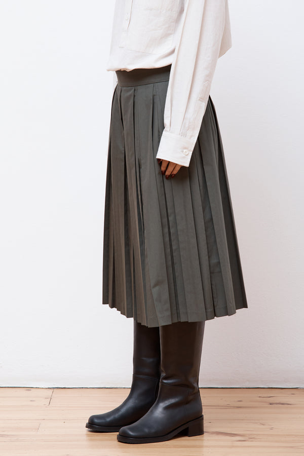 Ticket Pocket Pleated Skirt Faded Green