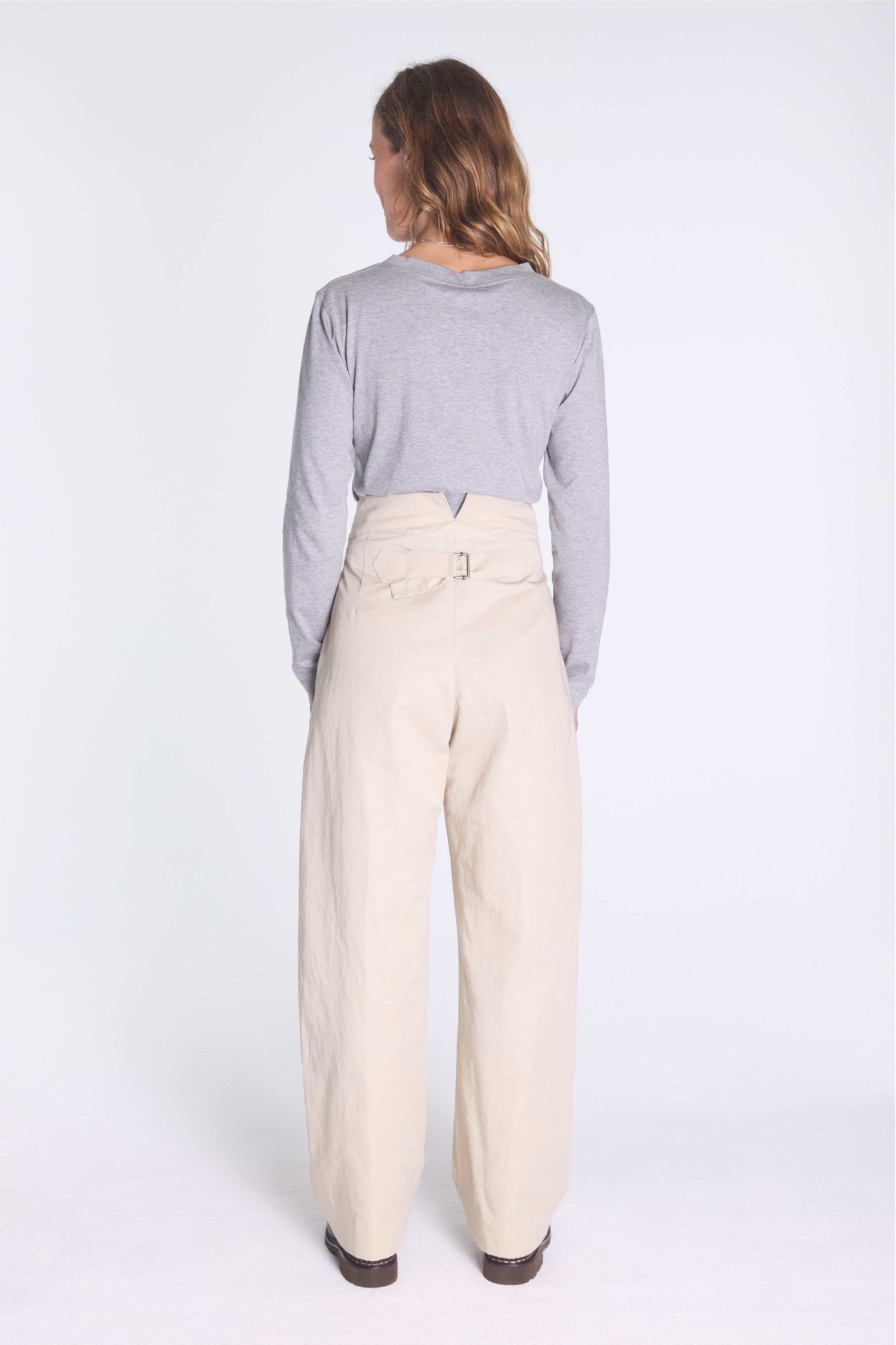 Deep Waistband Trousers Stone