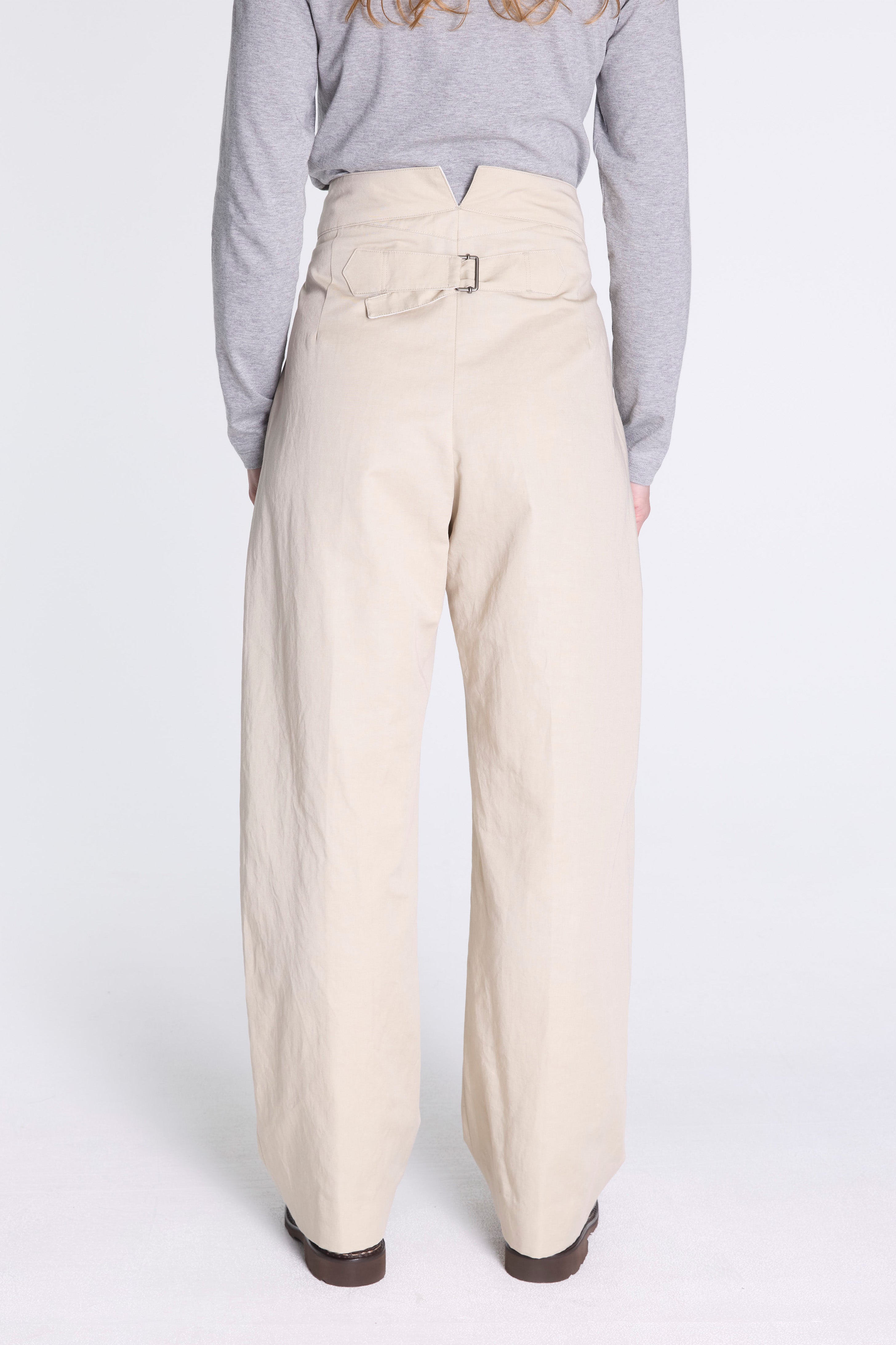 Deep Waistband Trousers Stone