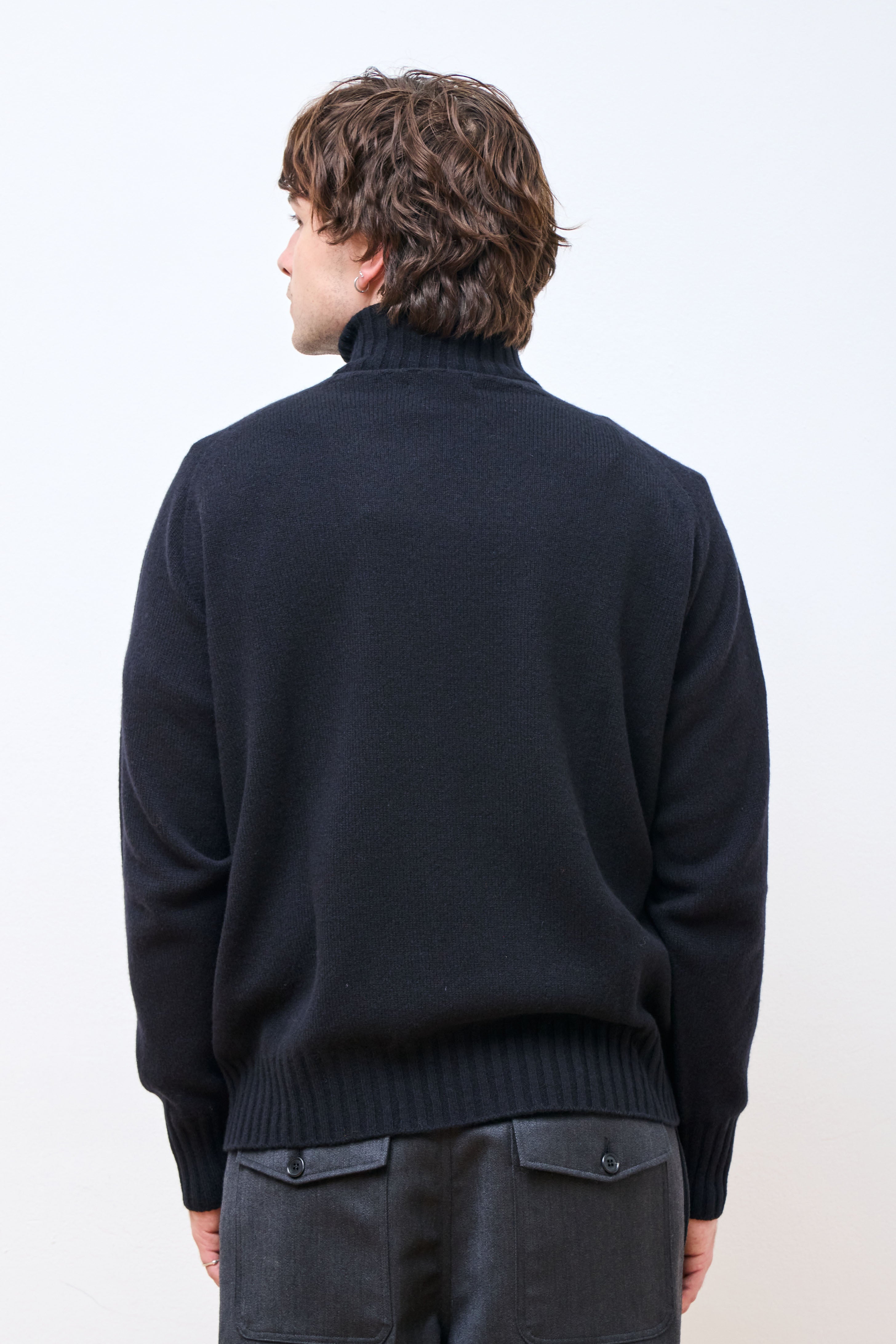 Wide Roll Neck Dark Navy Twist