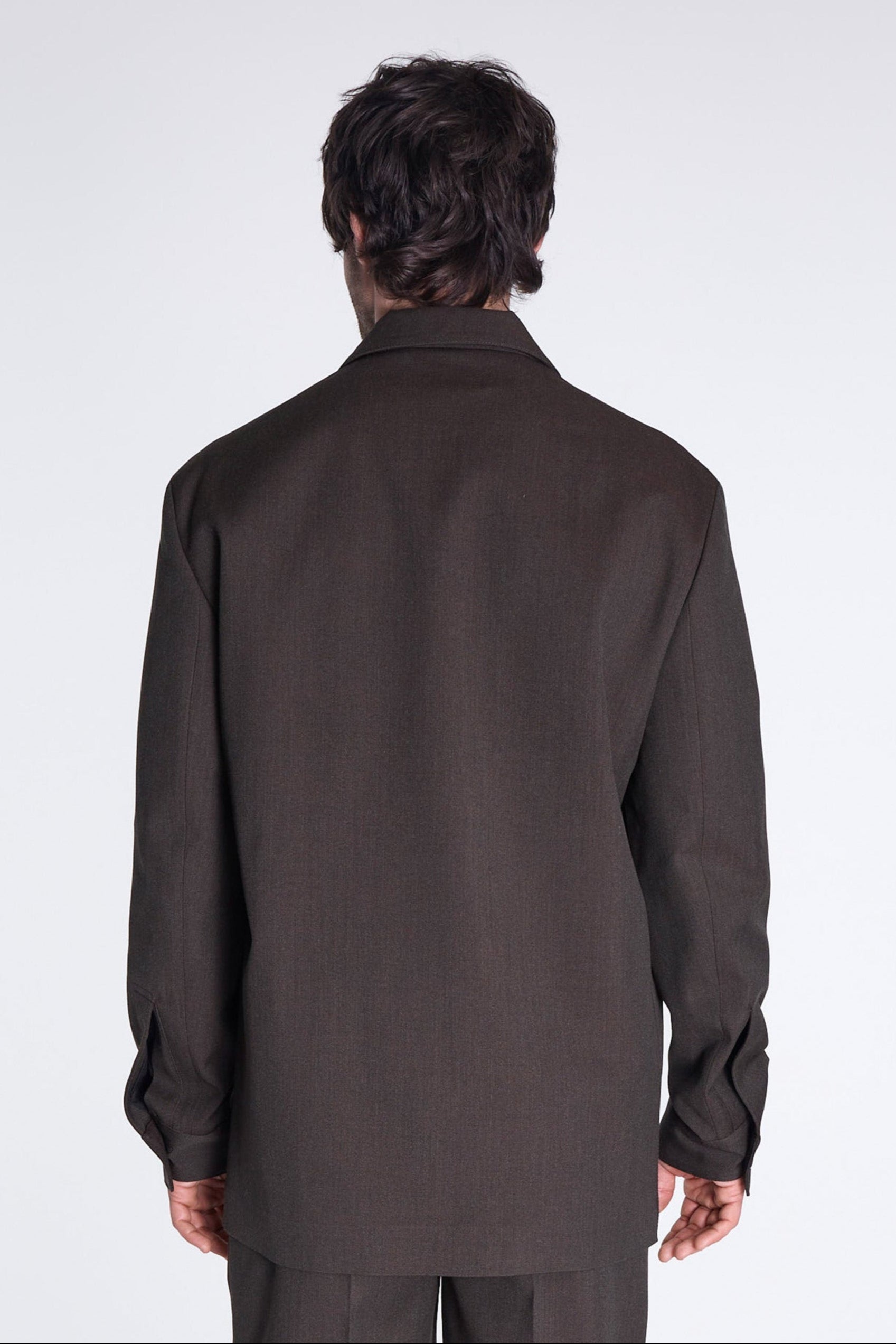 Shirt Cuff Blazer Khaki Brown