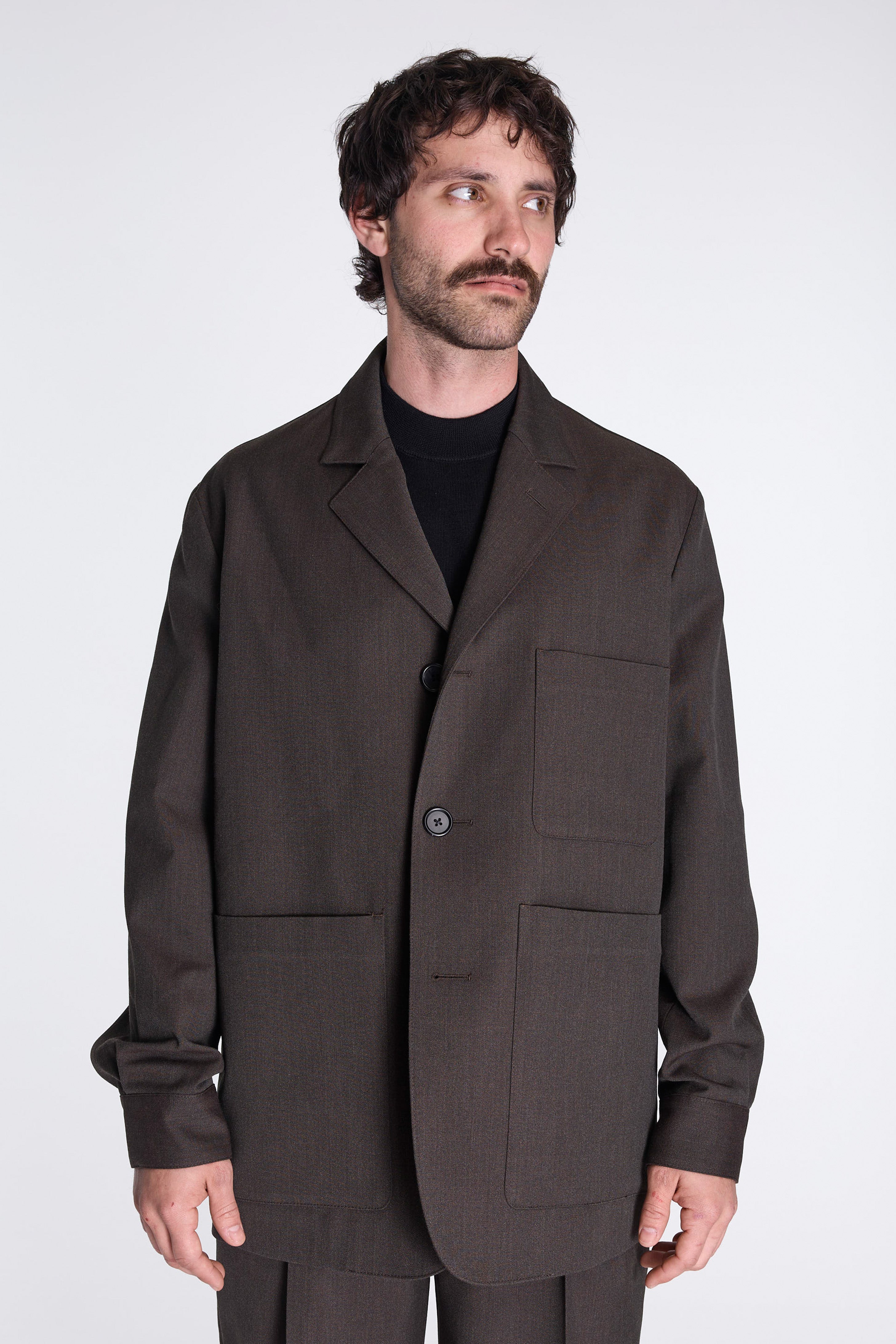 Shirt Cuff Blazer Khaki Brown