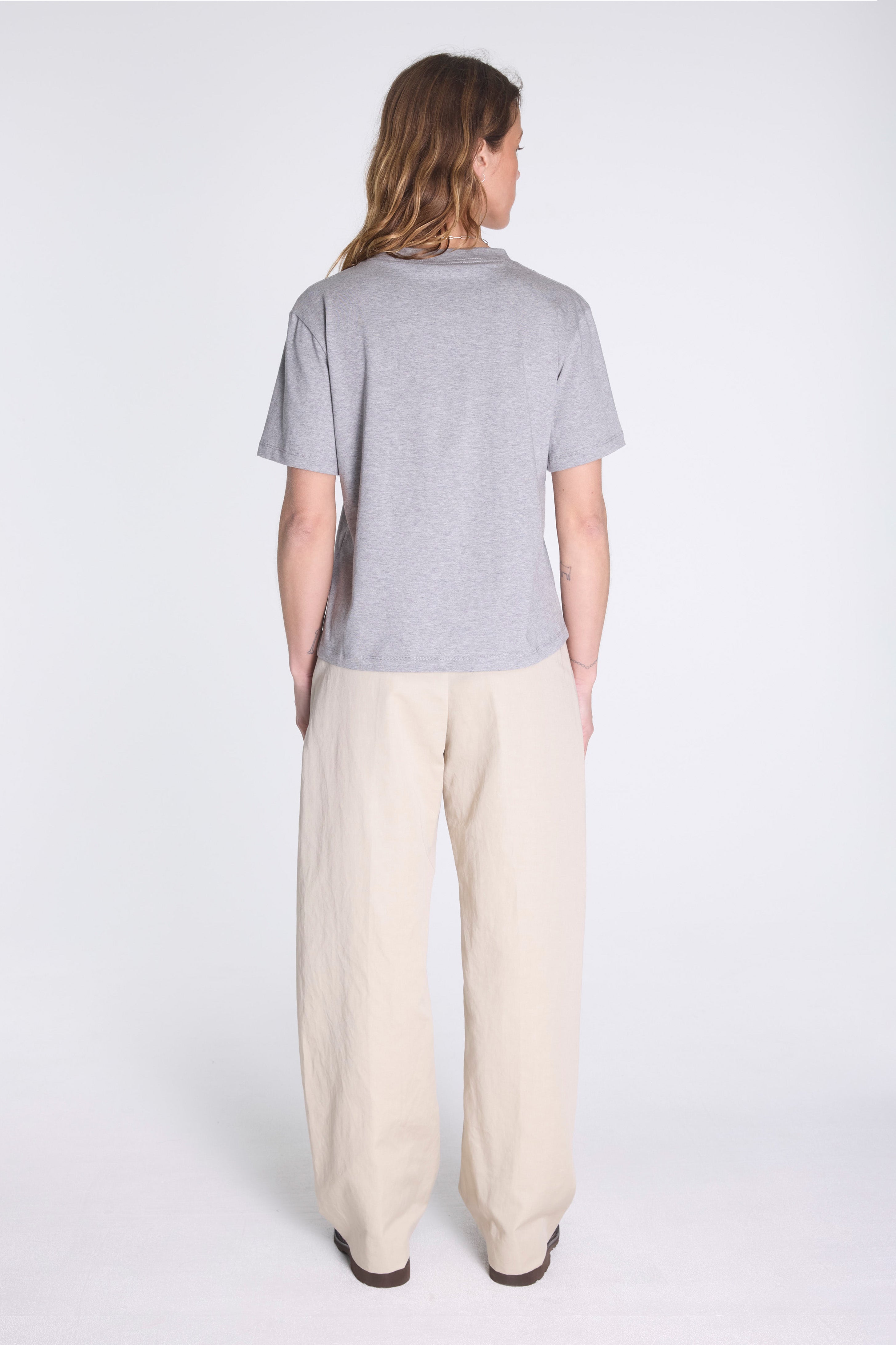 Womens Boys T-Shirt Grey Melange