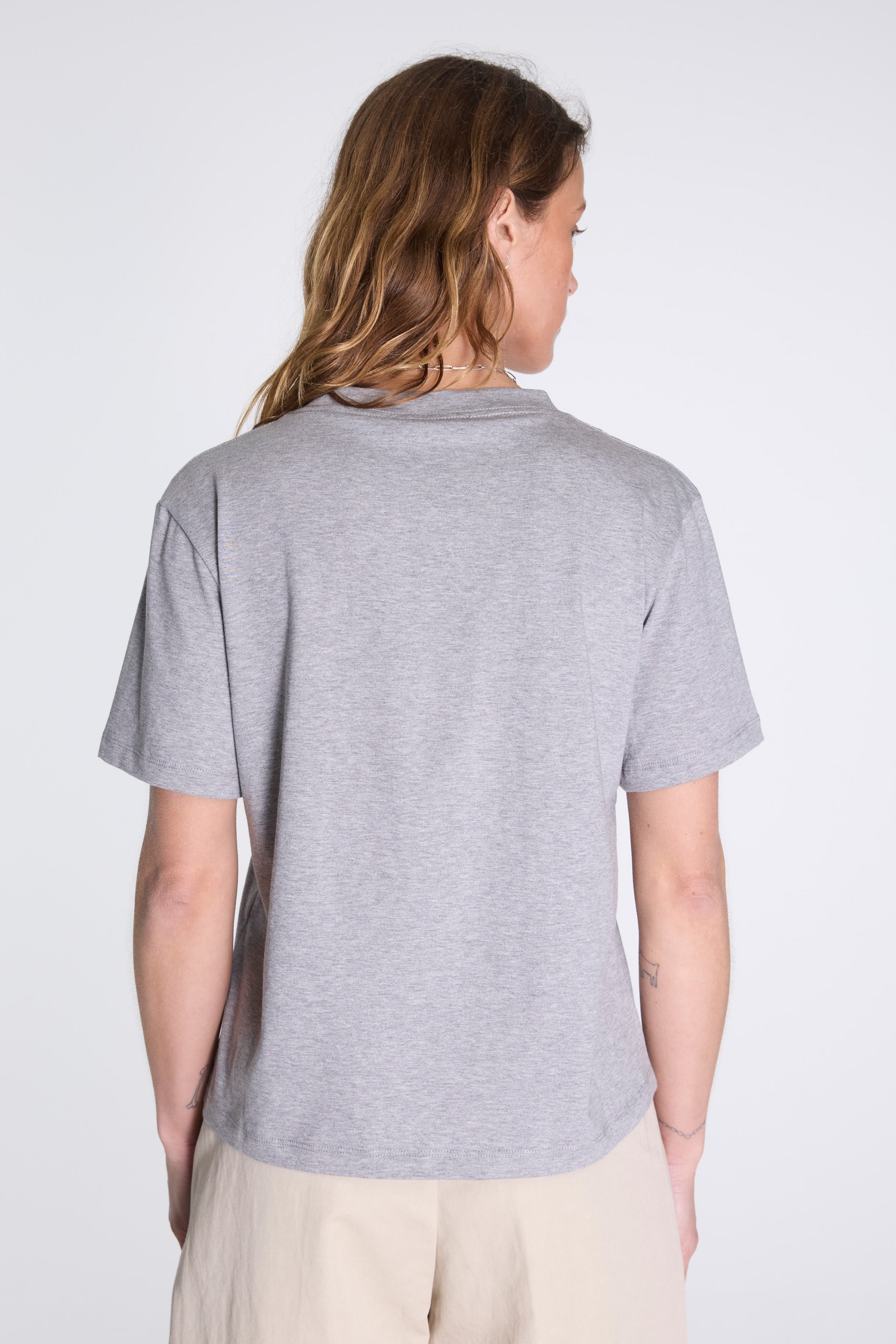 Womens Boys T-Shirt Grey Melange