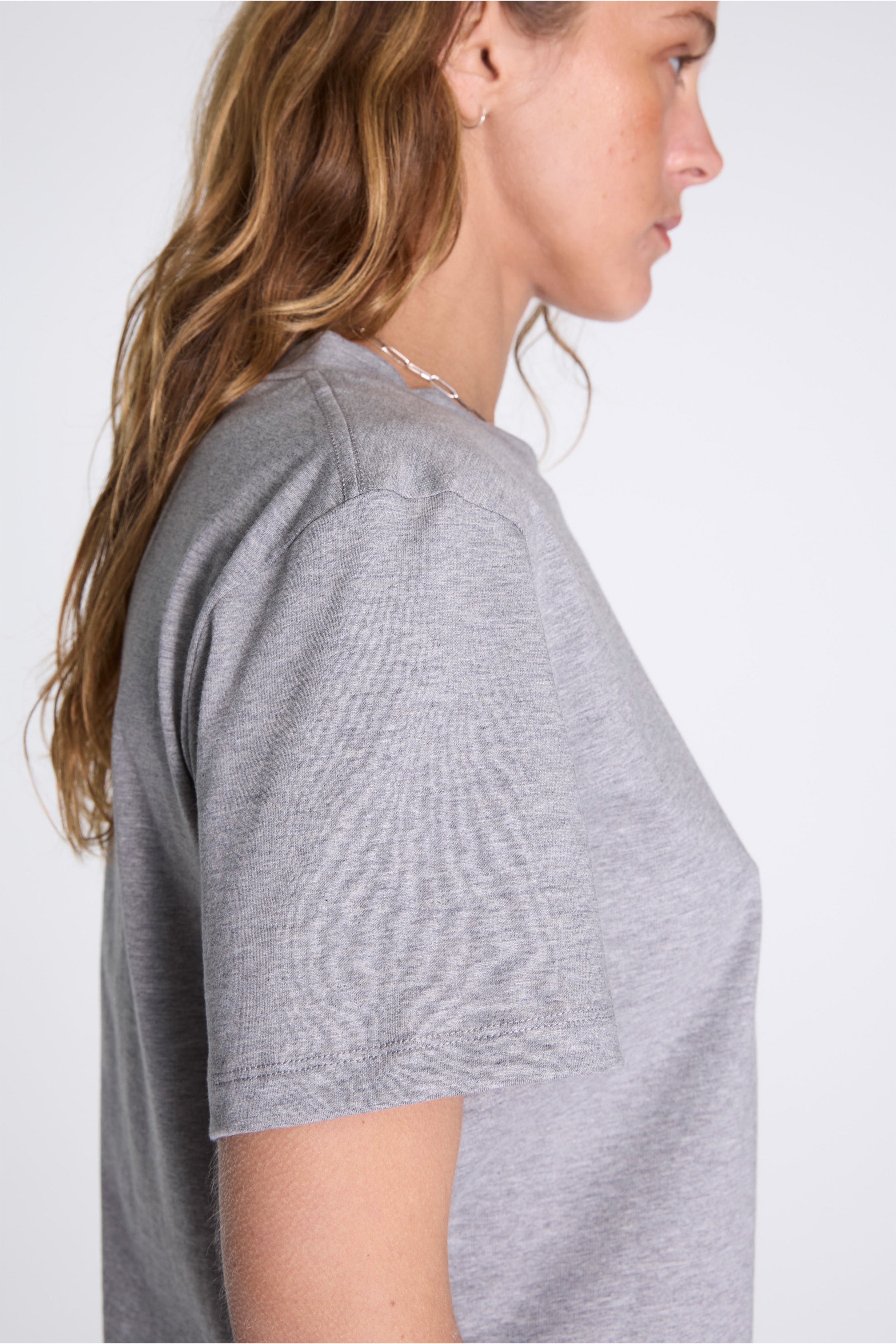 Womens Boys T-Shirt Grey Melange