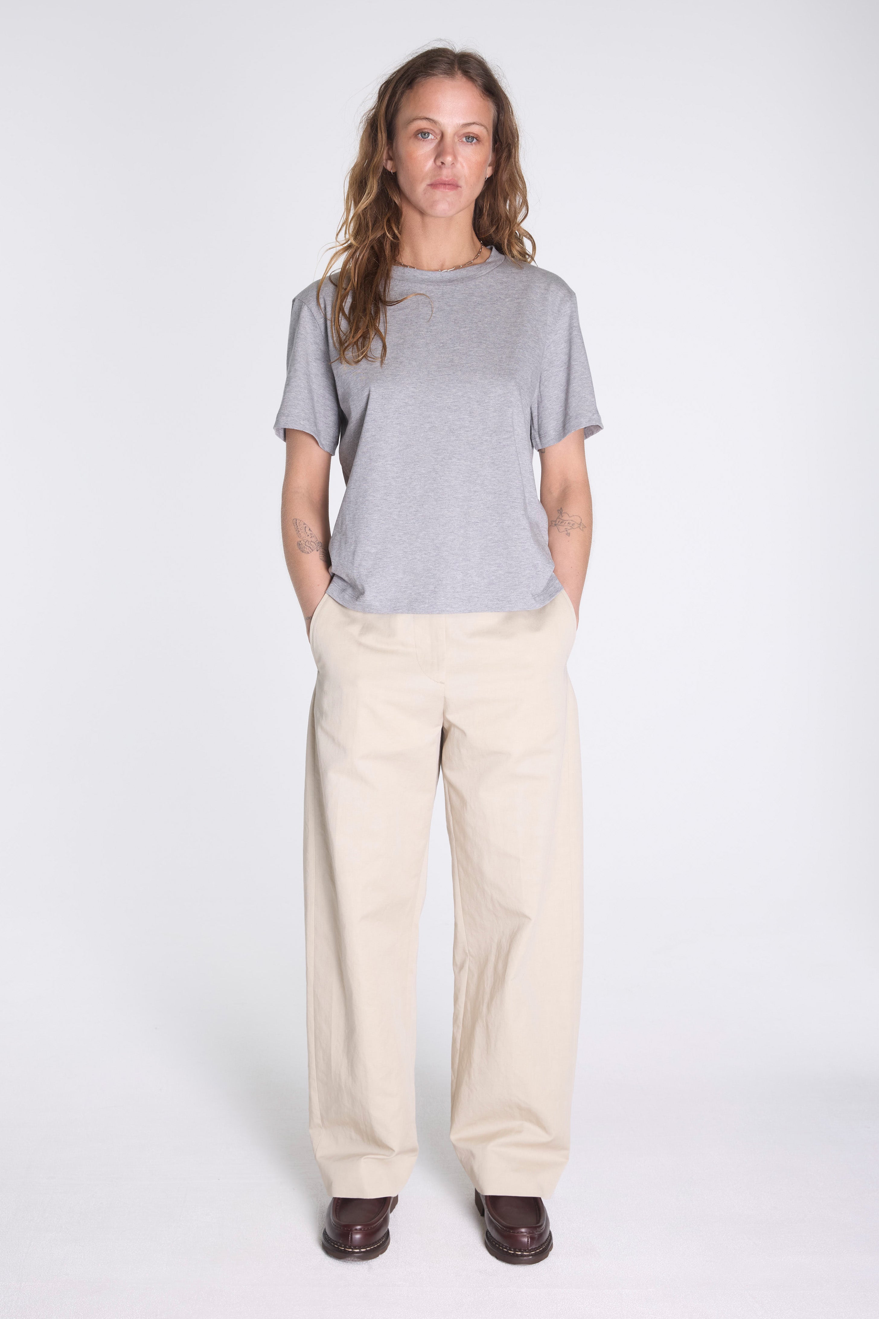 Womens Boys T-Shirt Grey Melange