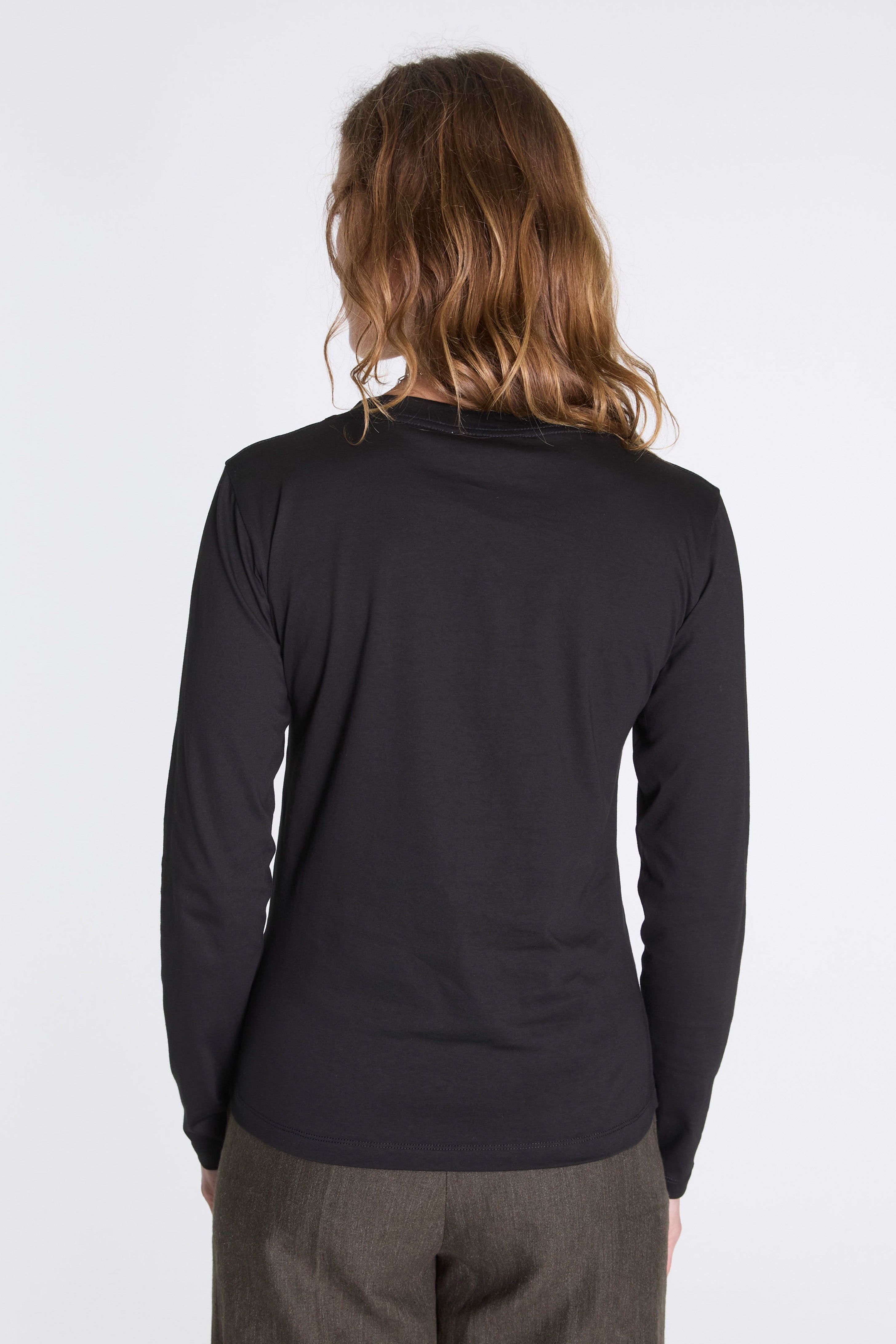 Womens Wide Neck Long Sleeve Black