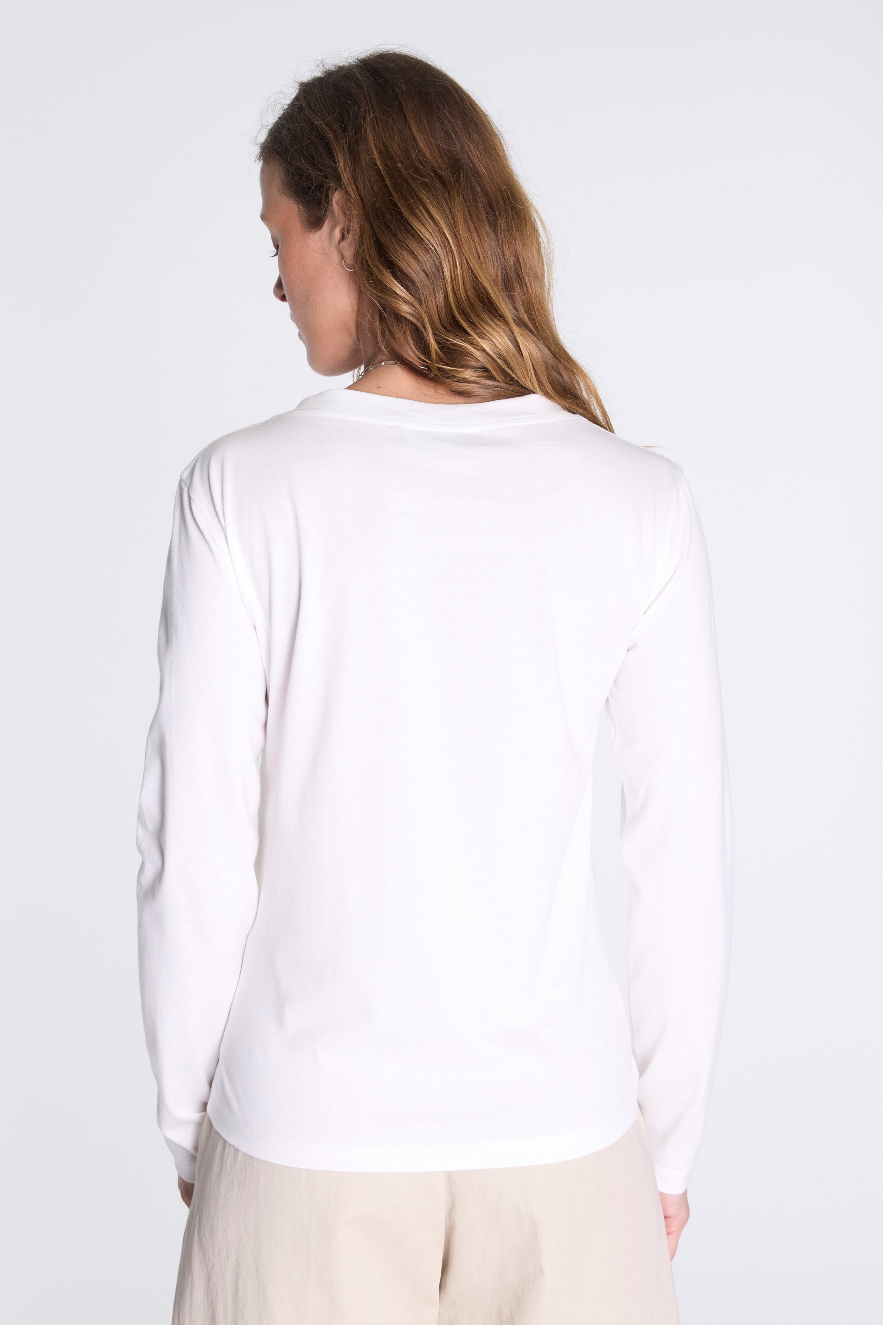 Womens Wide Neck Long Sleeve Off White
