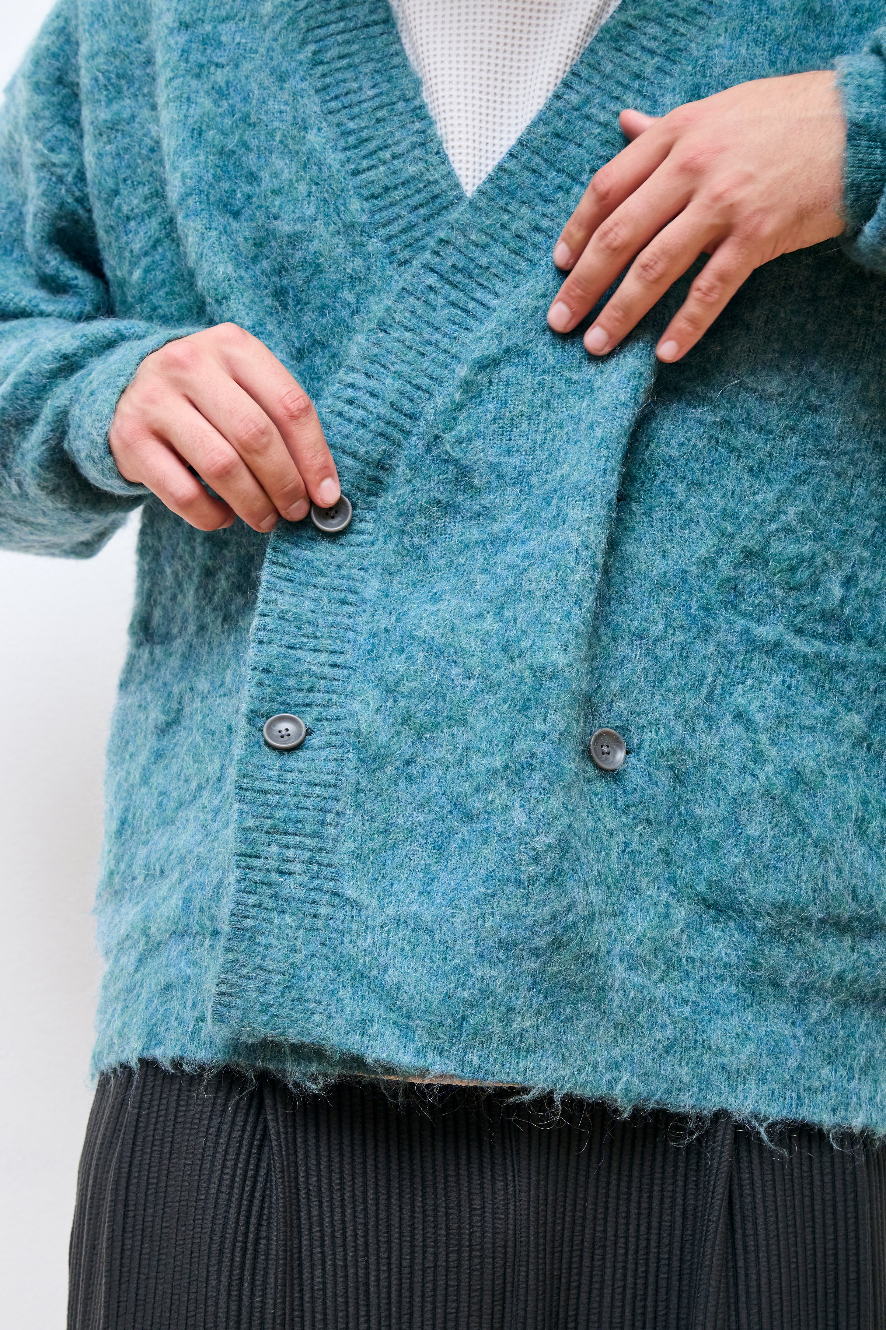 Mohair Double Knit Cardigan Green