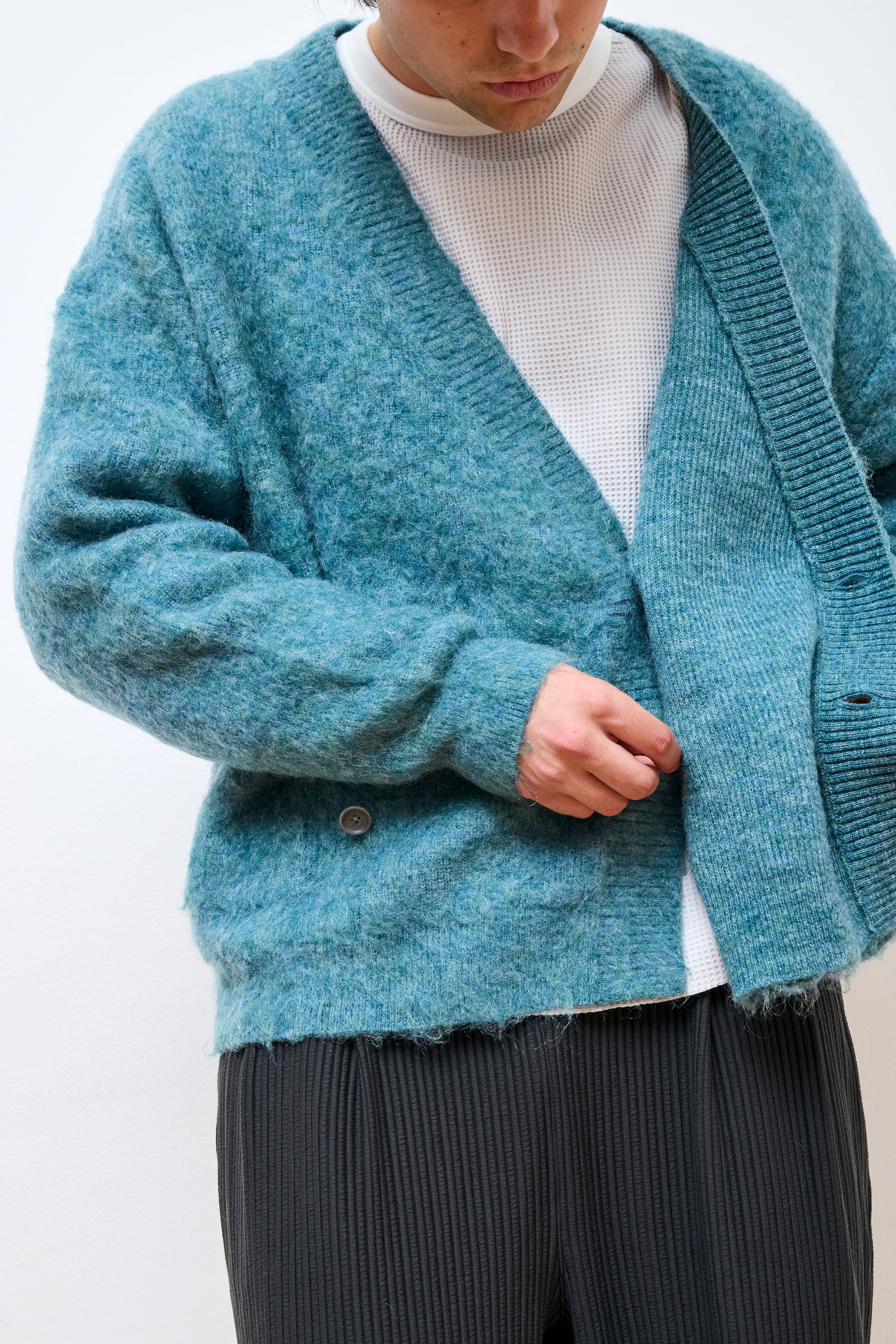 Mohair Double Knit Cardigan Green