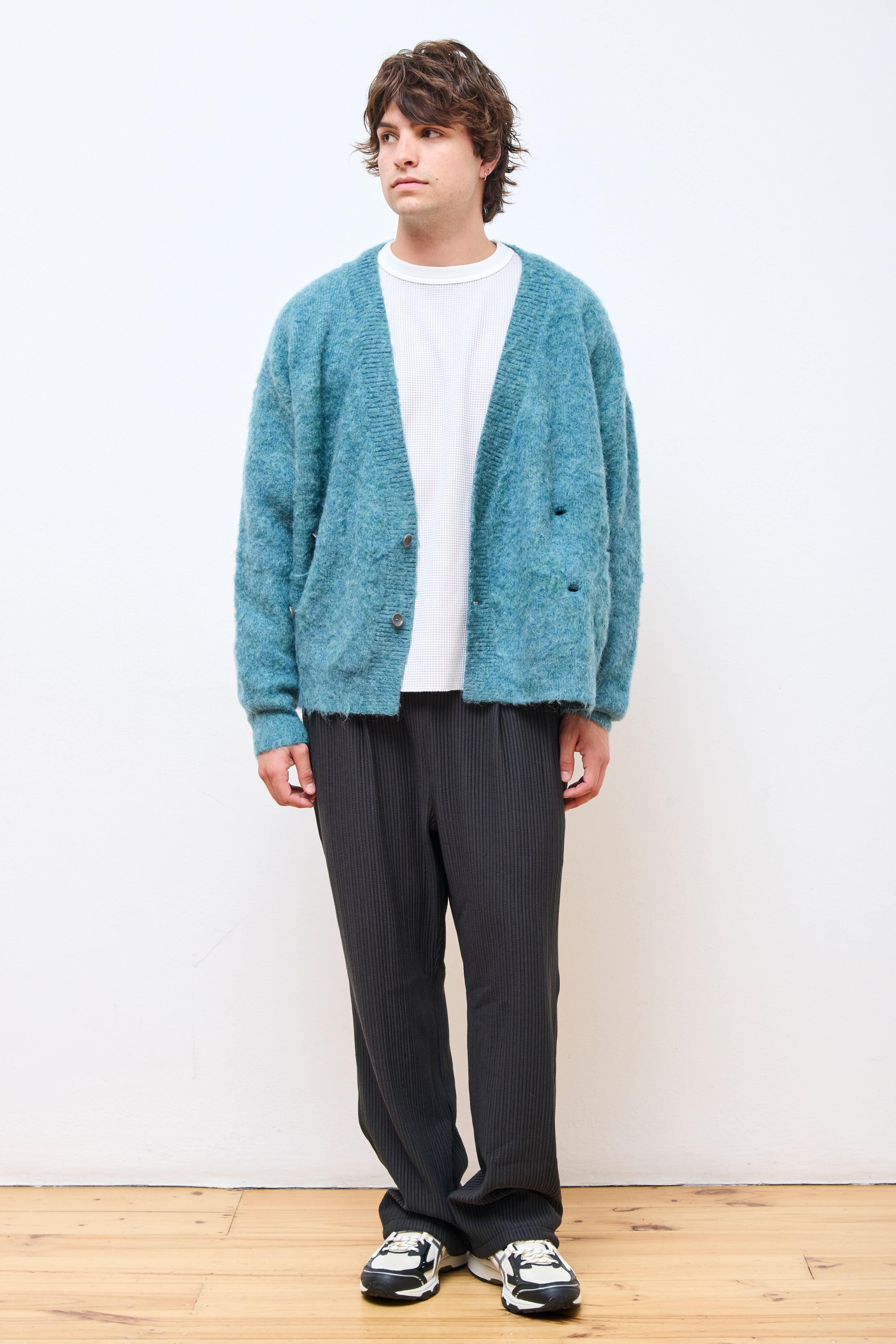 Mohair Double Knit Cardigan Green