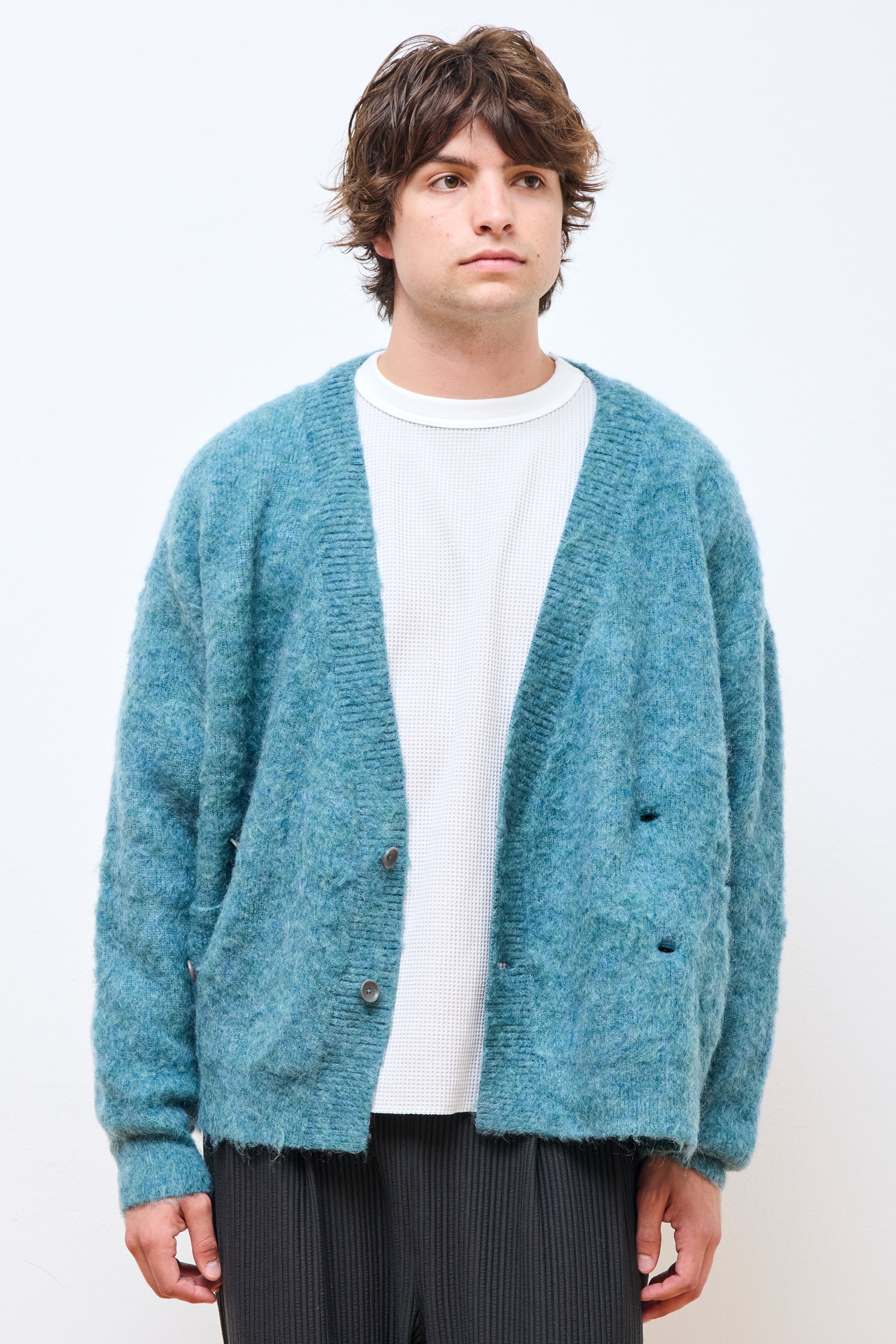 Mohair Double Knit Cardigan Green