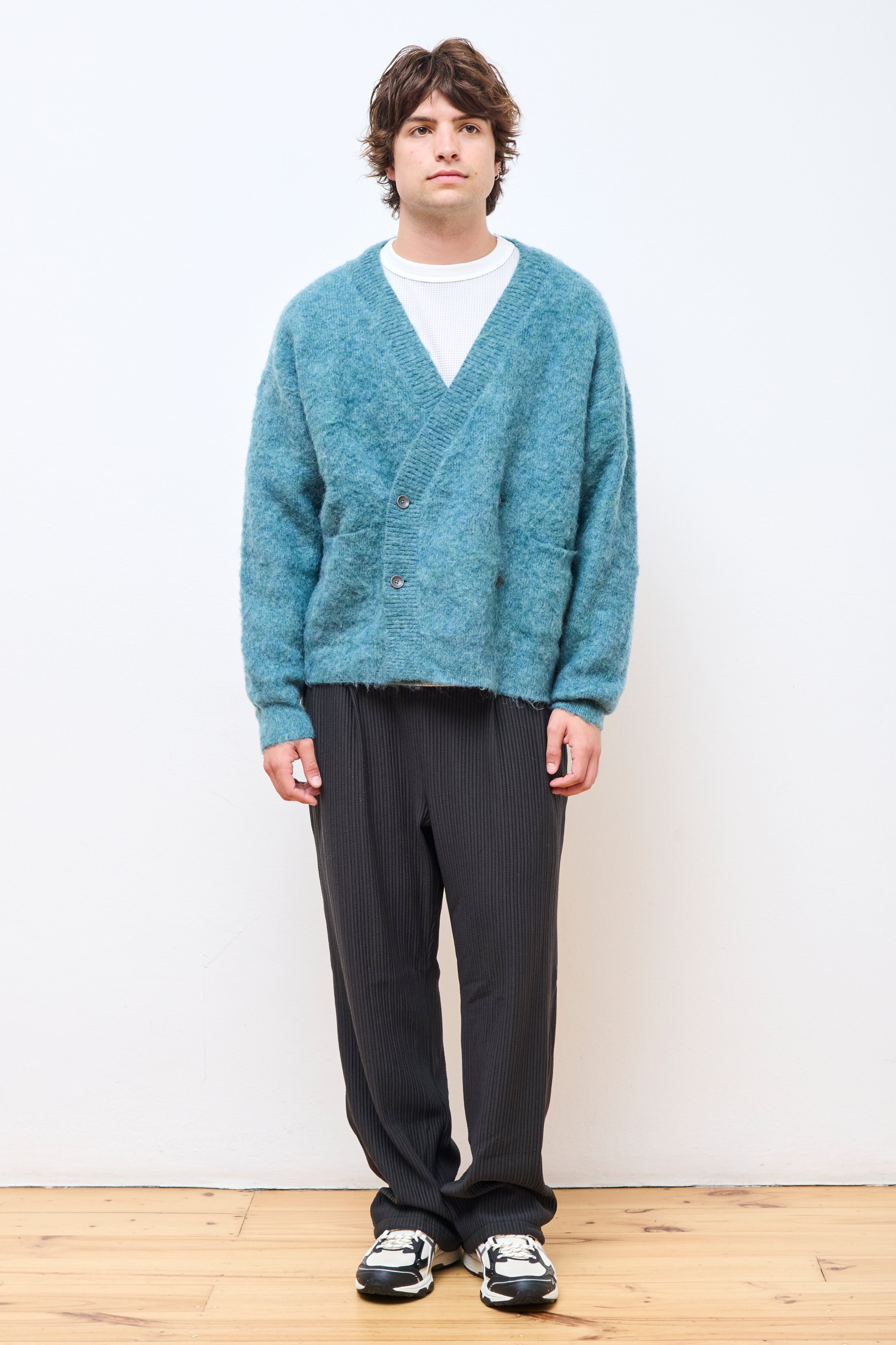 Mohair Double Knit Cardigan Green