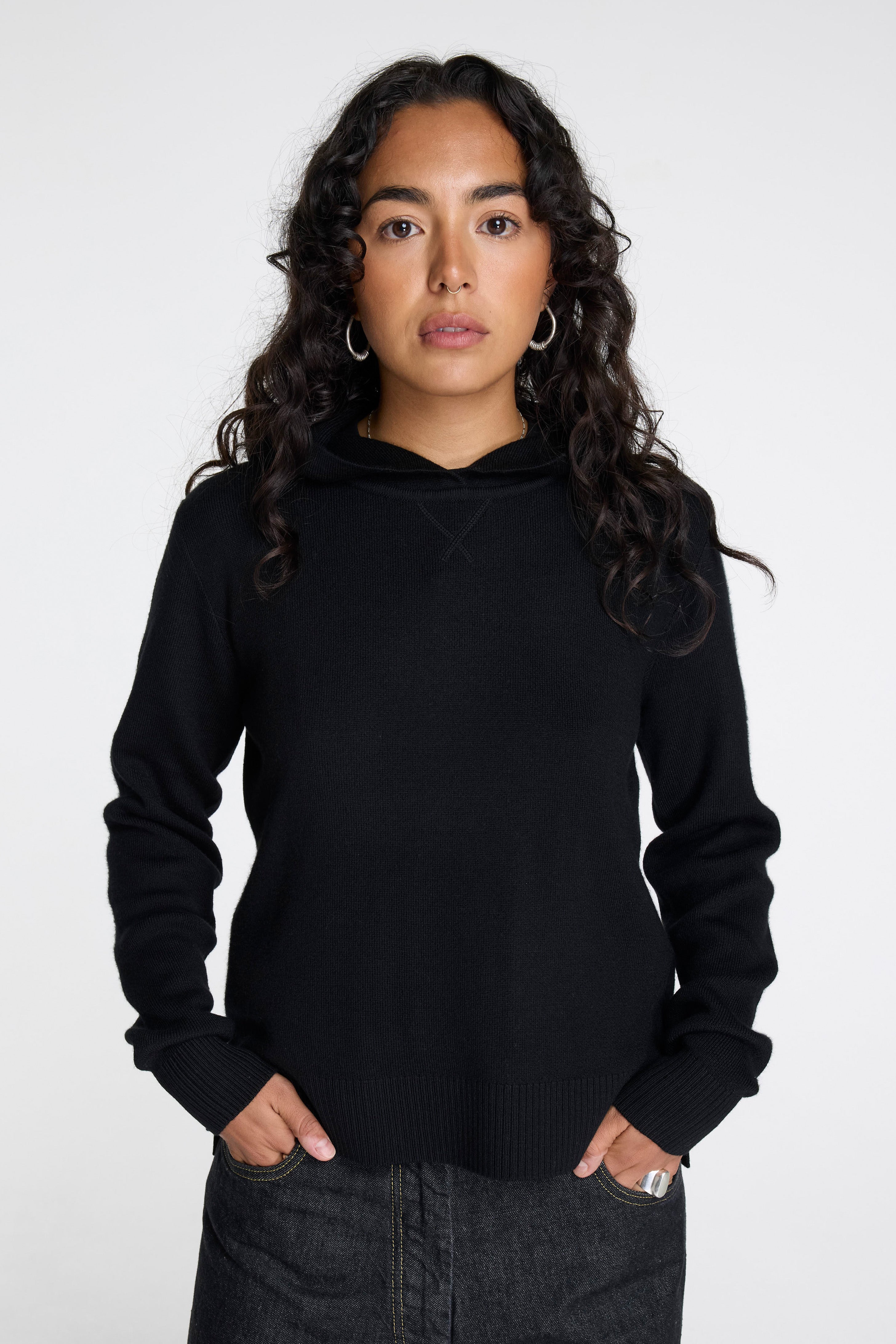Merino Pullover Hoodie Black