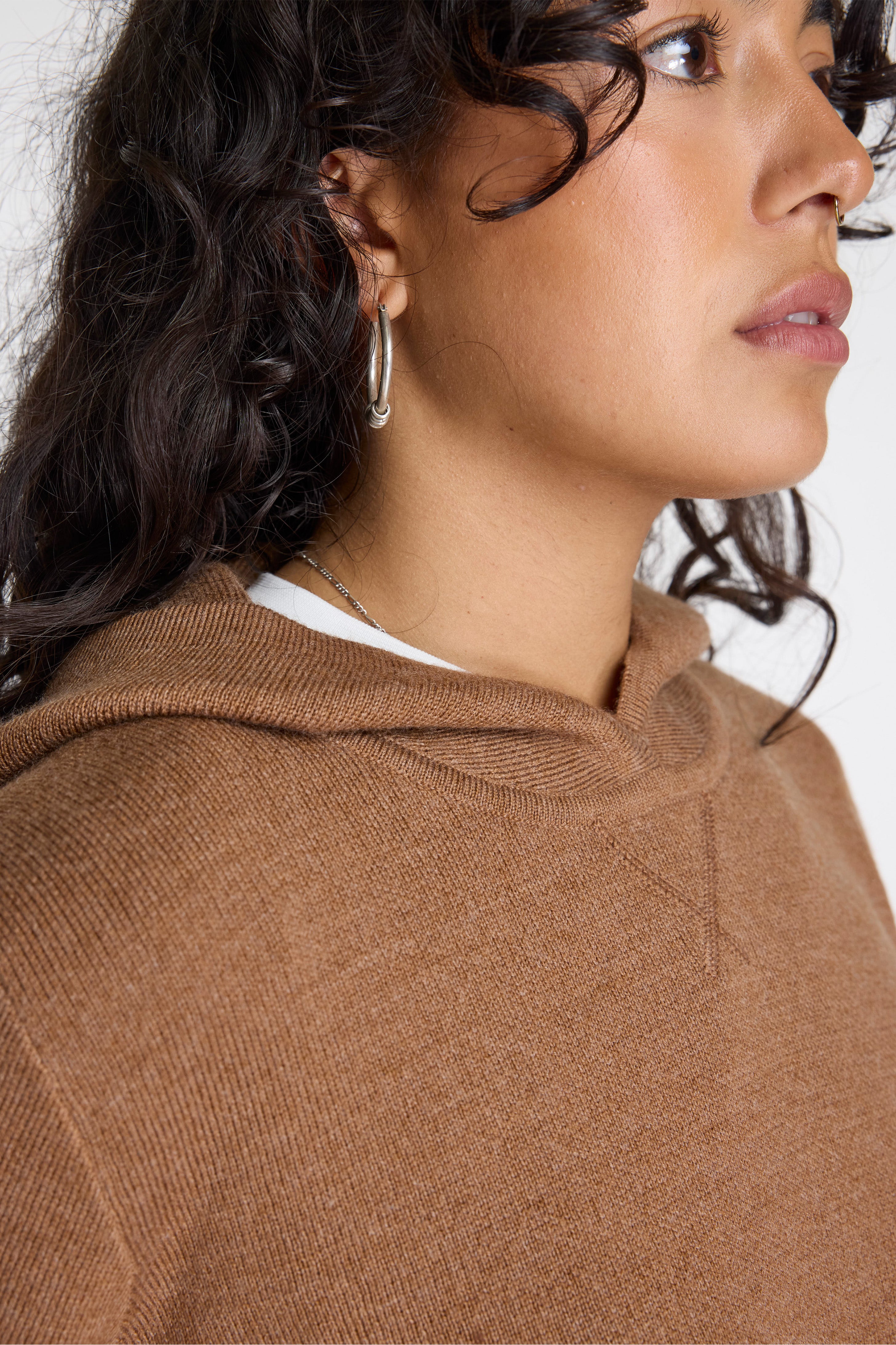 Merino Pullover Hoodie Camel Heather