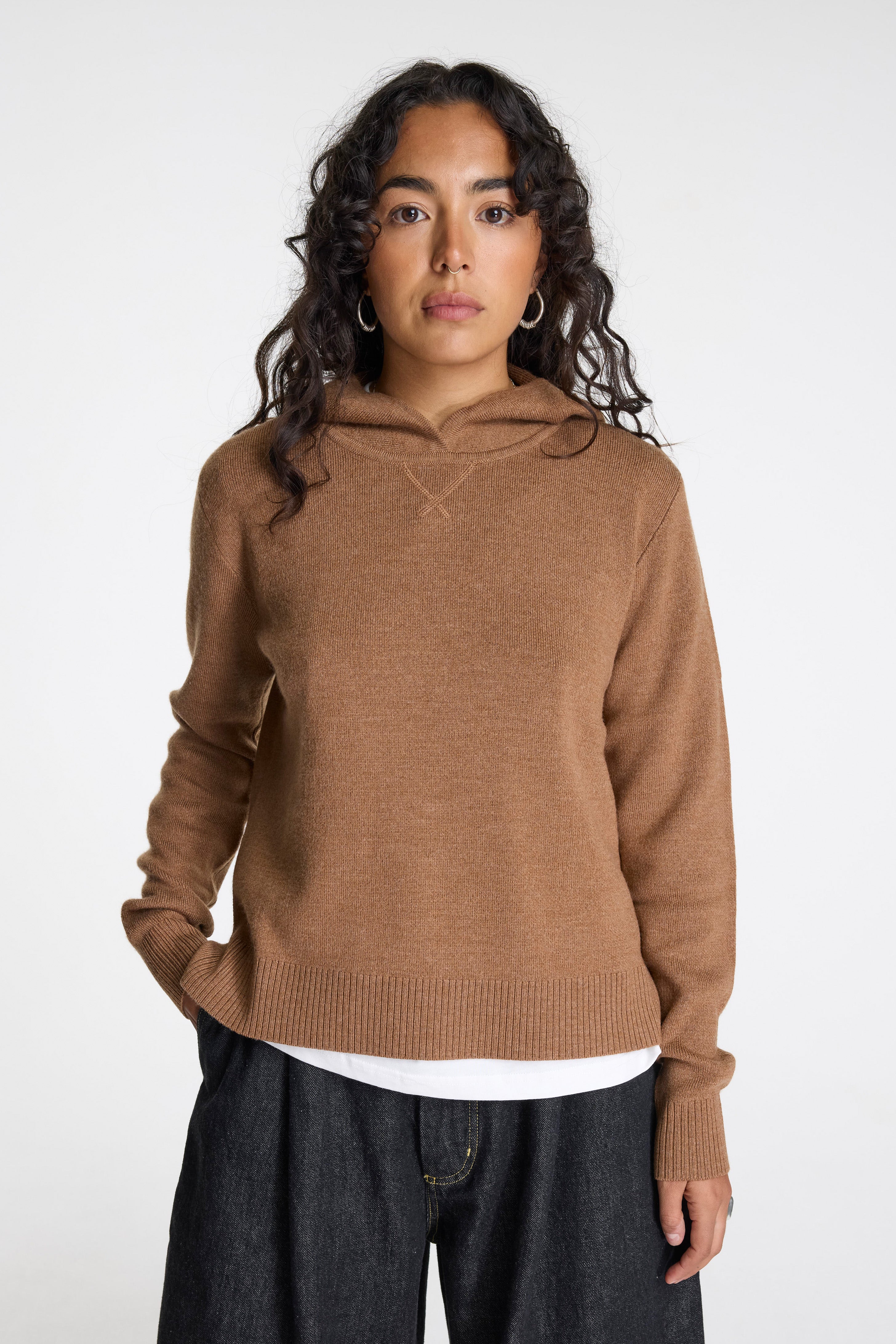 Merino Pullover Hoodie Camel Heather