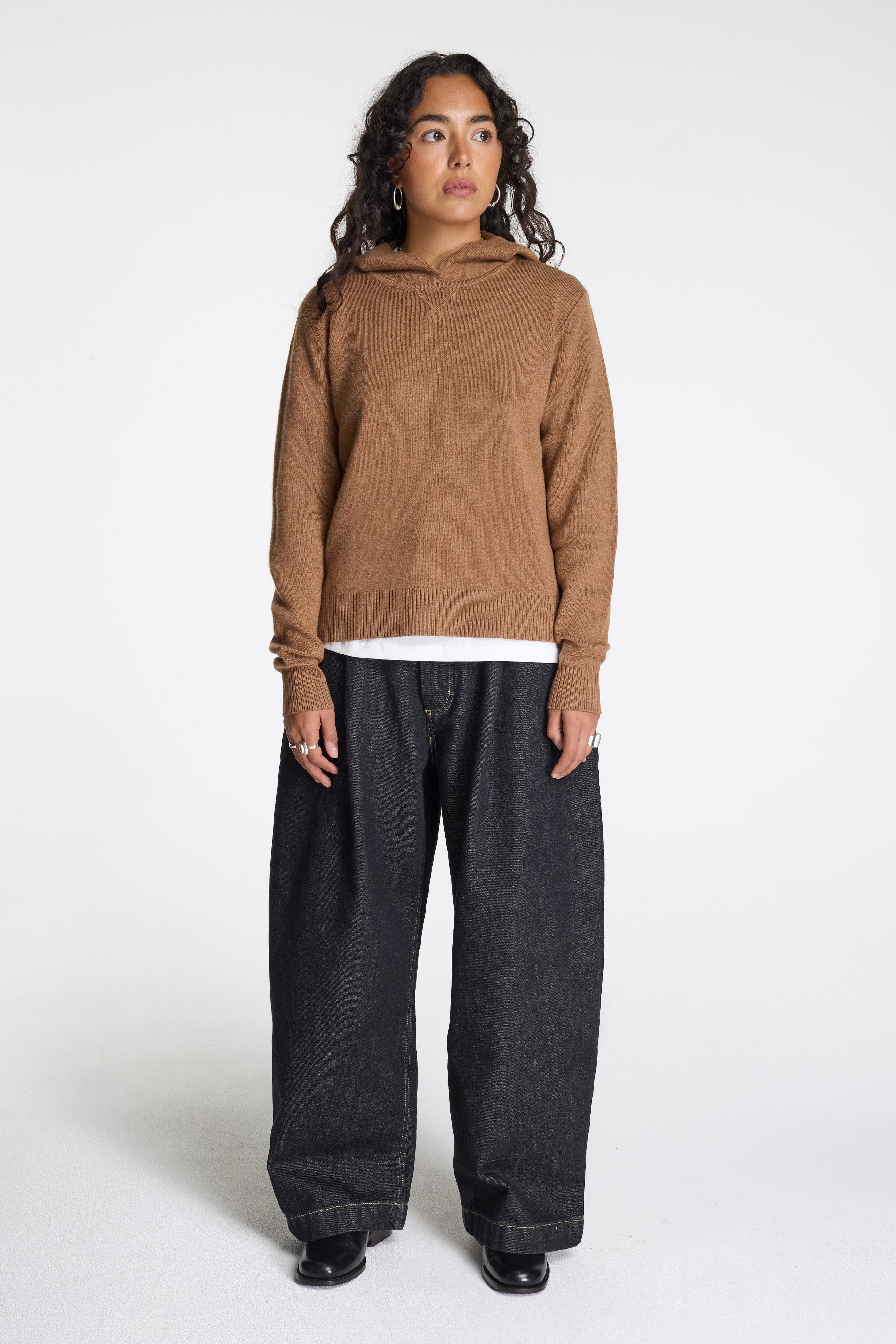 Merino Pullover Hoodie Camel Heather