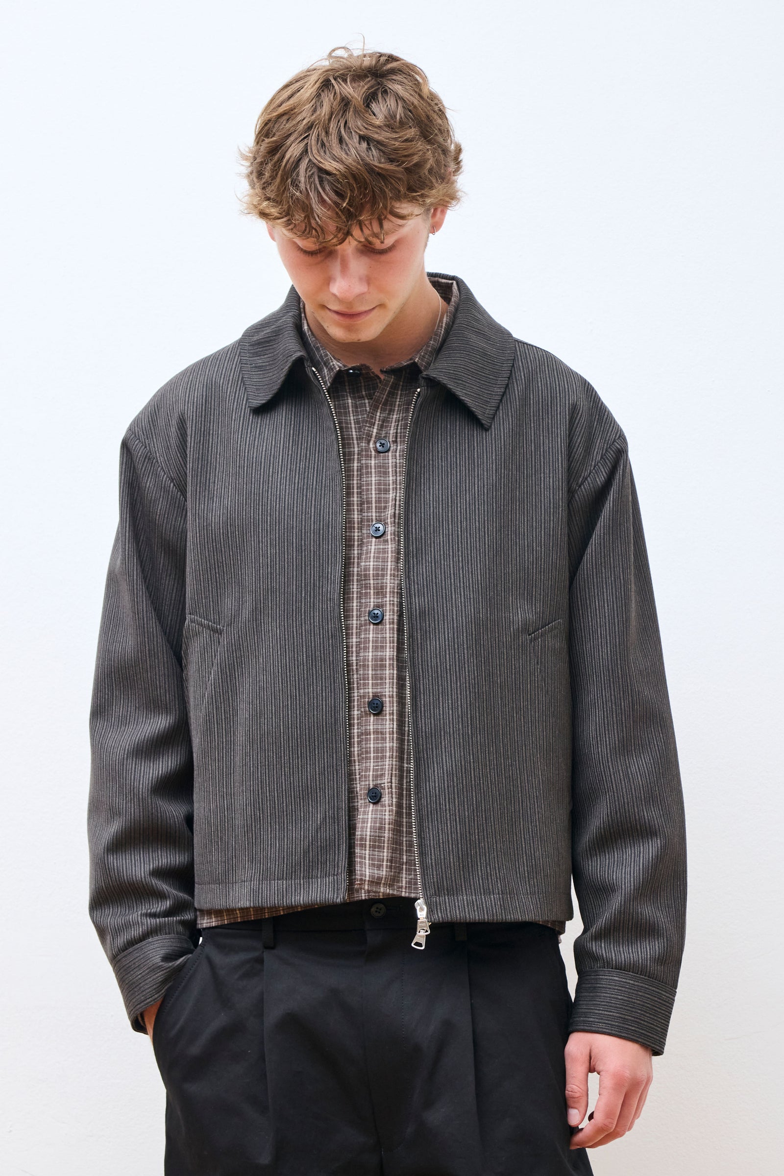 mfpen Mail Jacket in Brown Melange Stripe