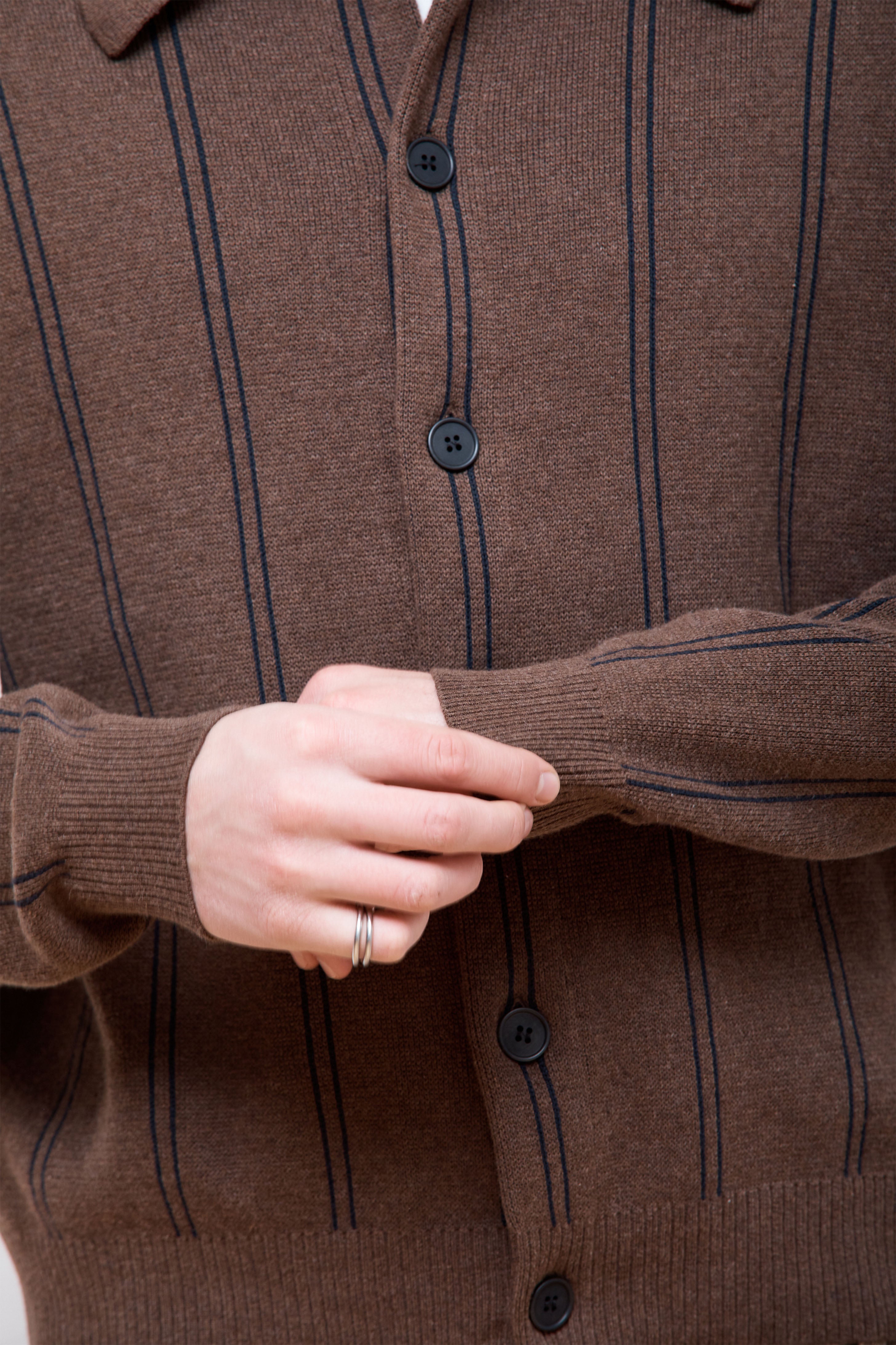 Formal Cardigan Light Brown Stripe