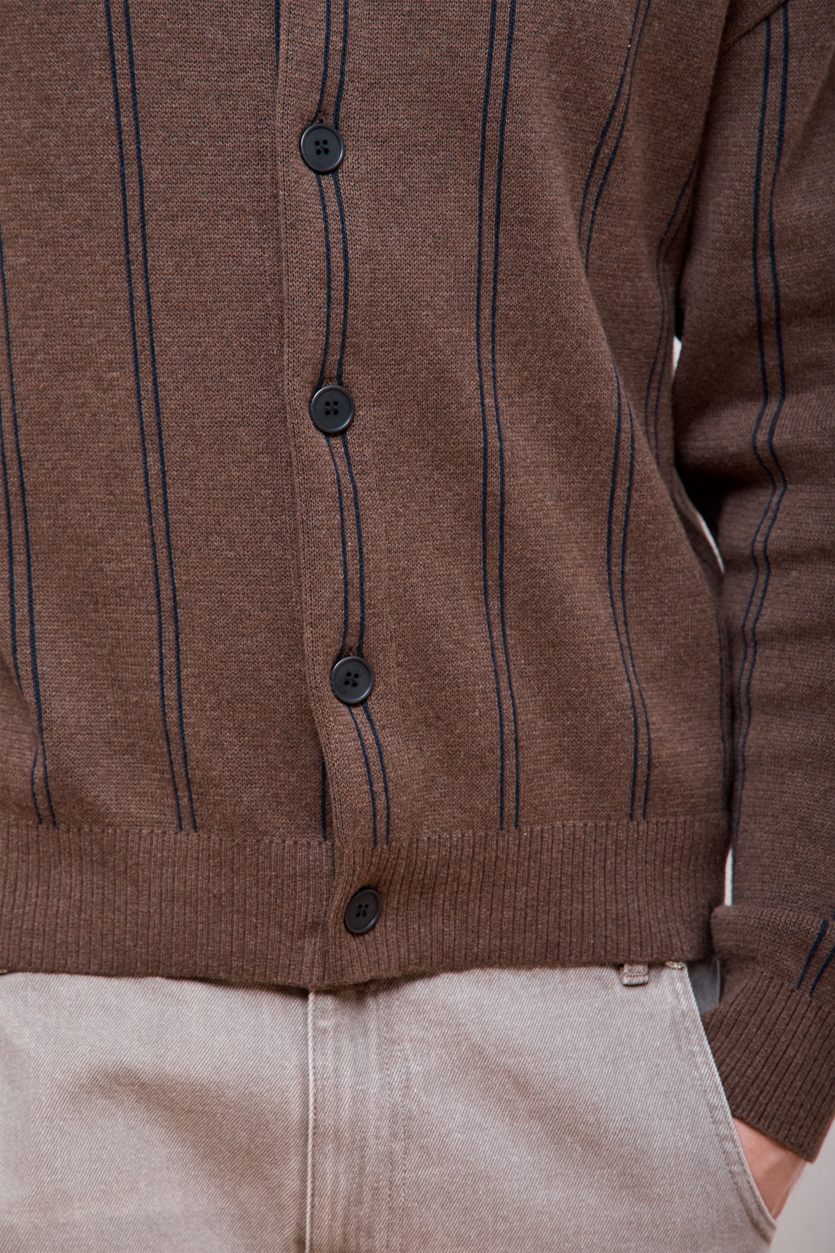 Formal Cardigan Light Brown Stripe