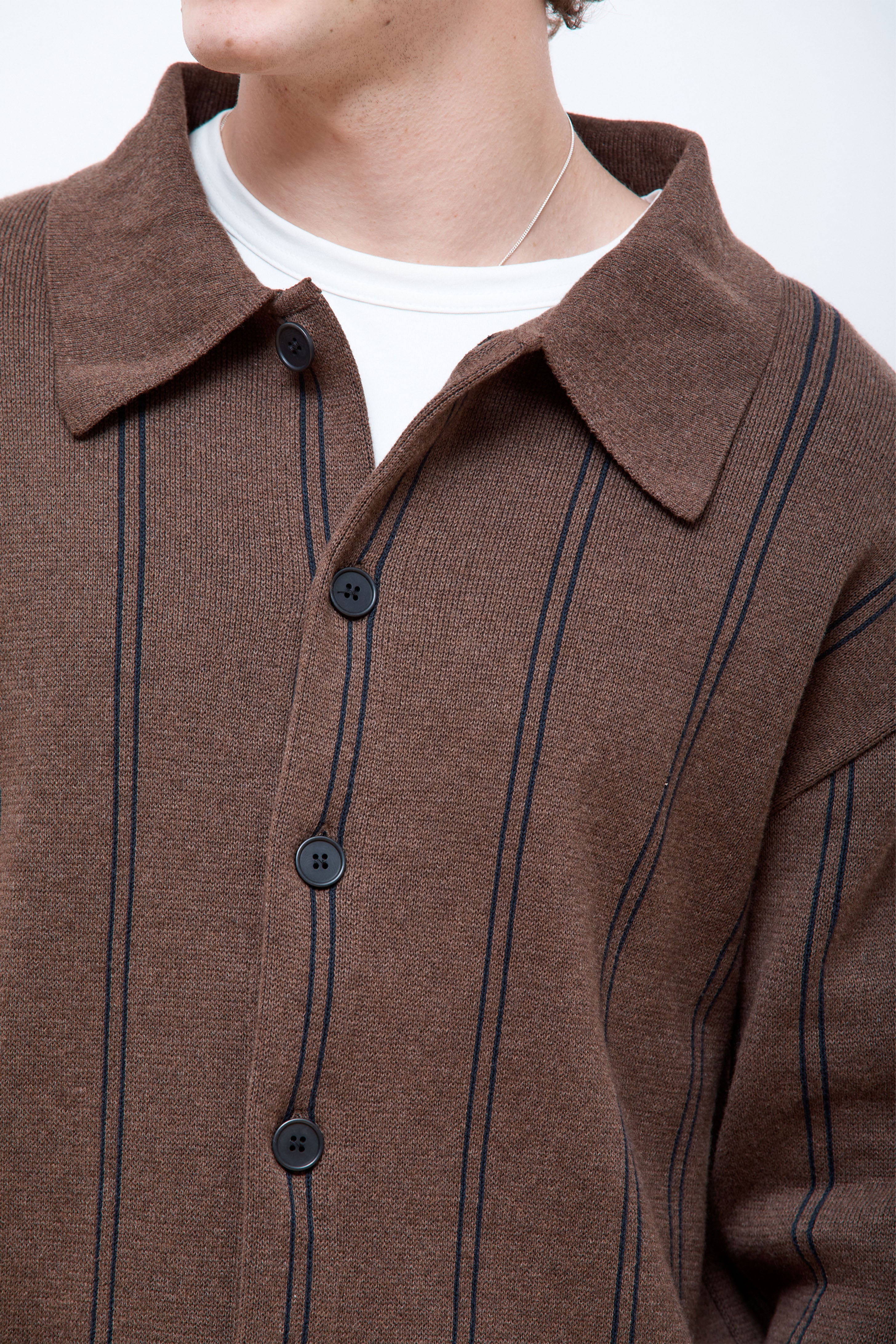 Formal Cardigan Light Brown Stripe