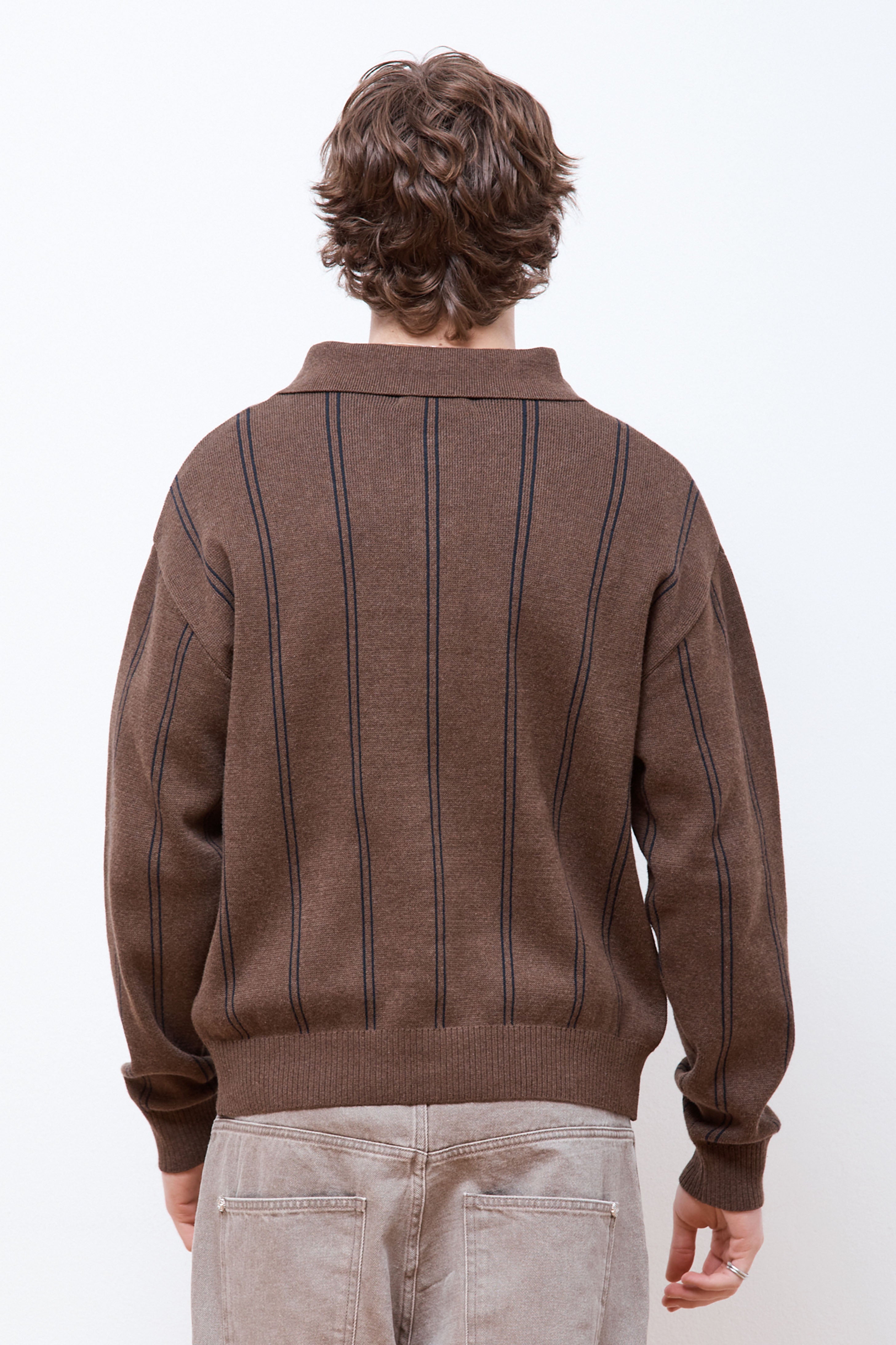 Formal Cardigan Light Brown Stripe