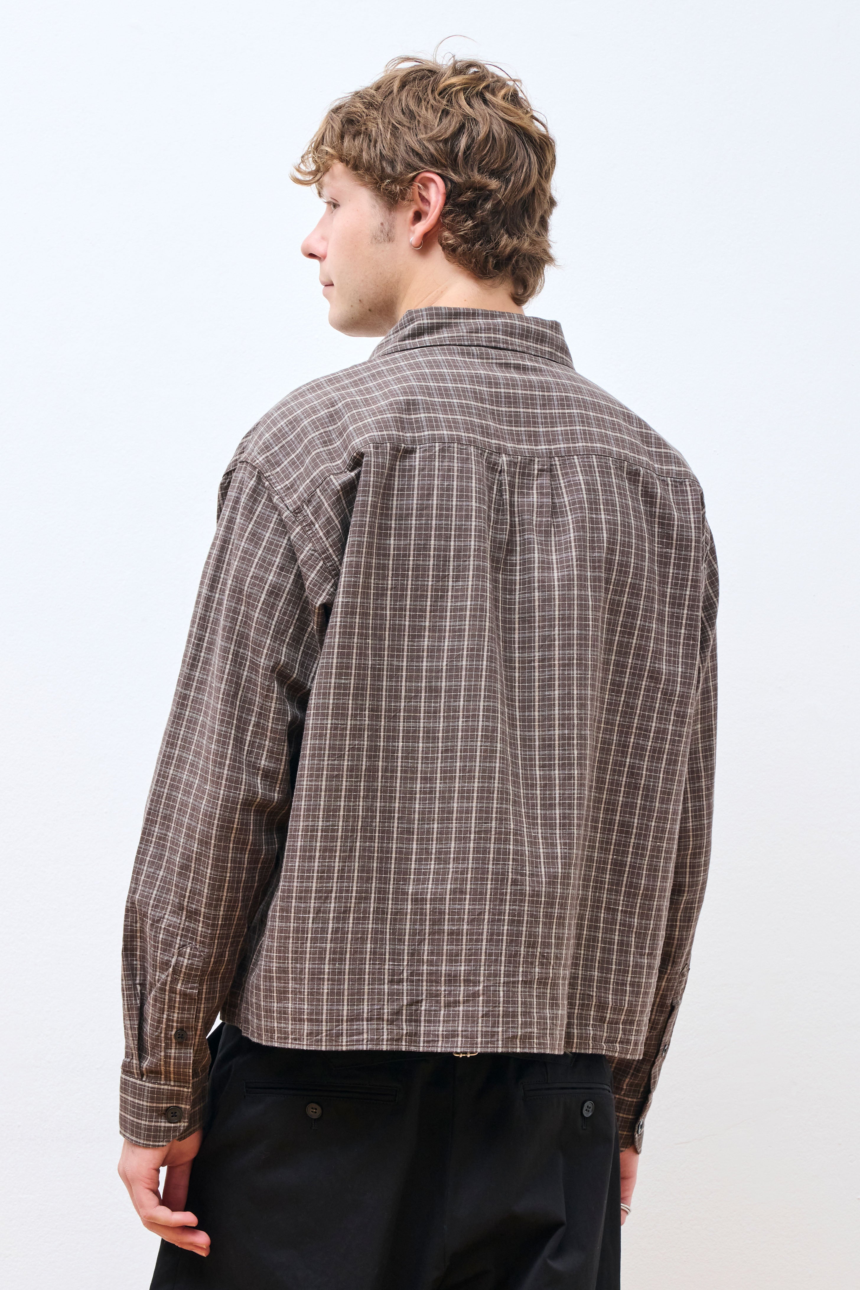 Priority Shirt Brown Linen Check