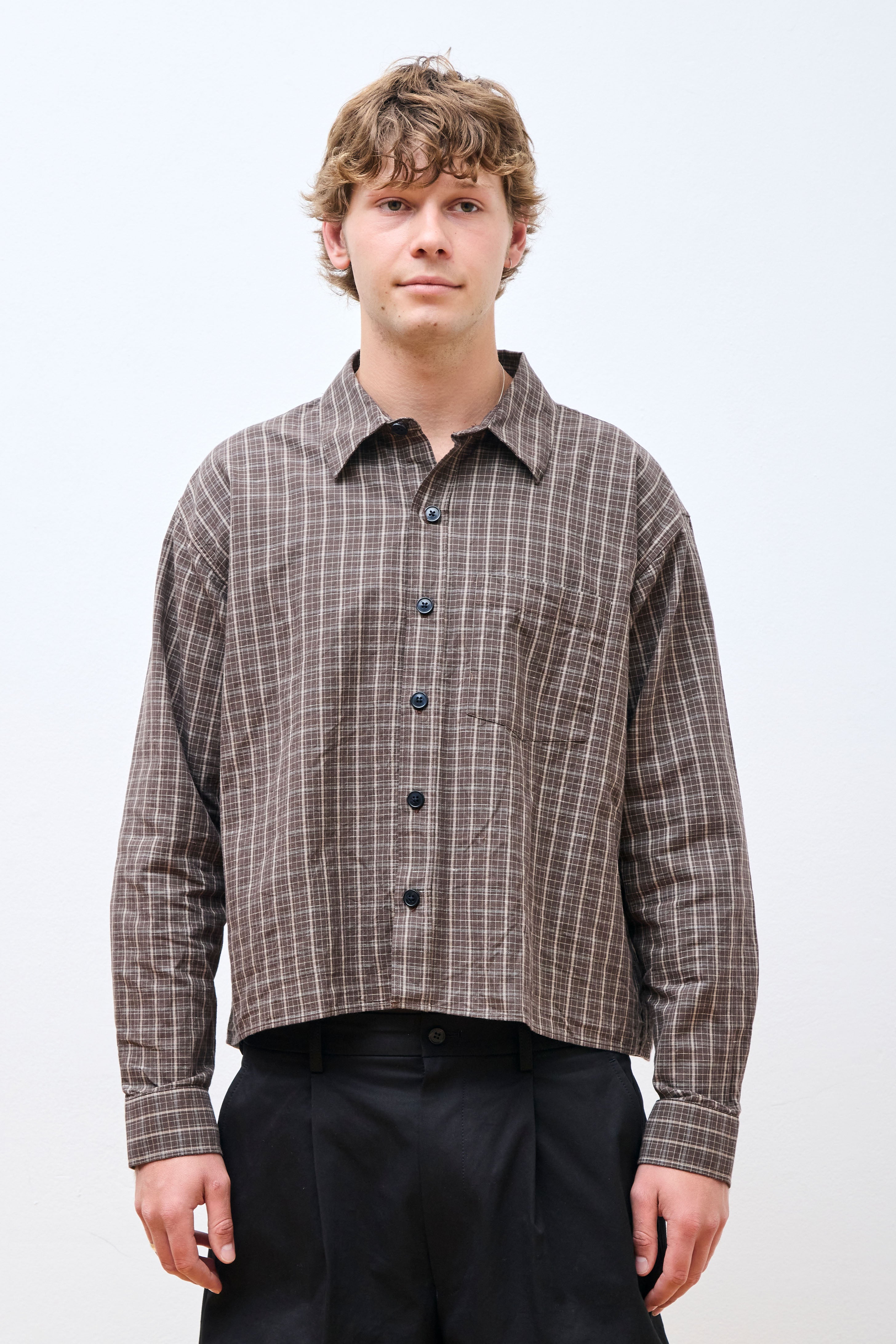 Priority Shirt Brown Linen Check