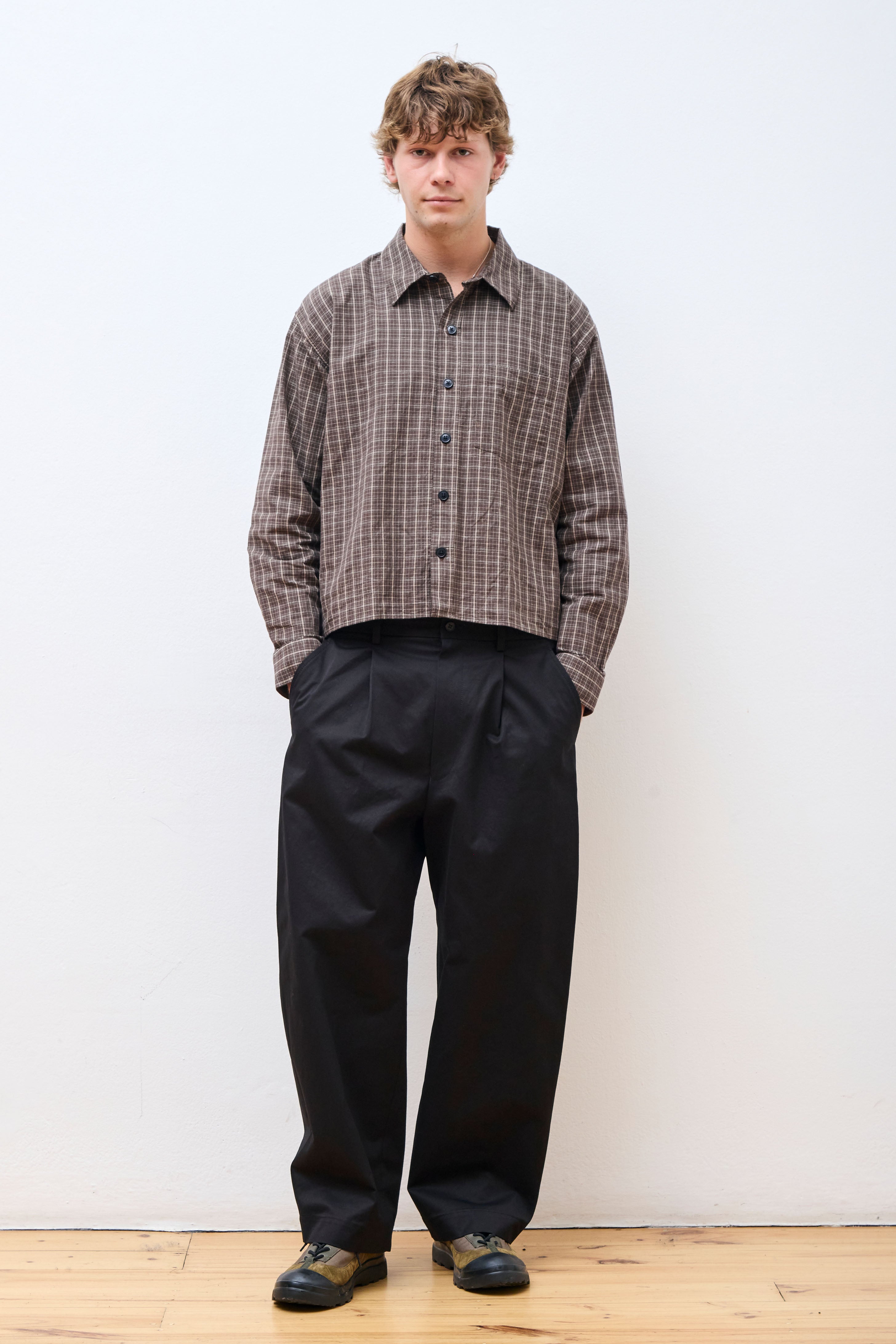 Priority Shirt Brown Linen Check