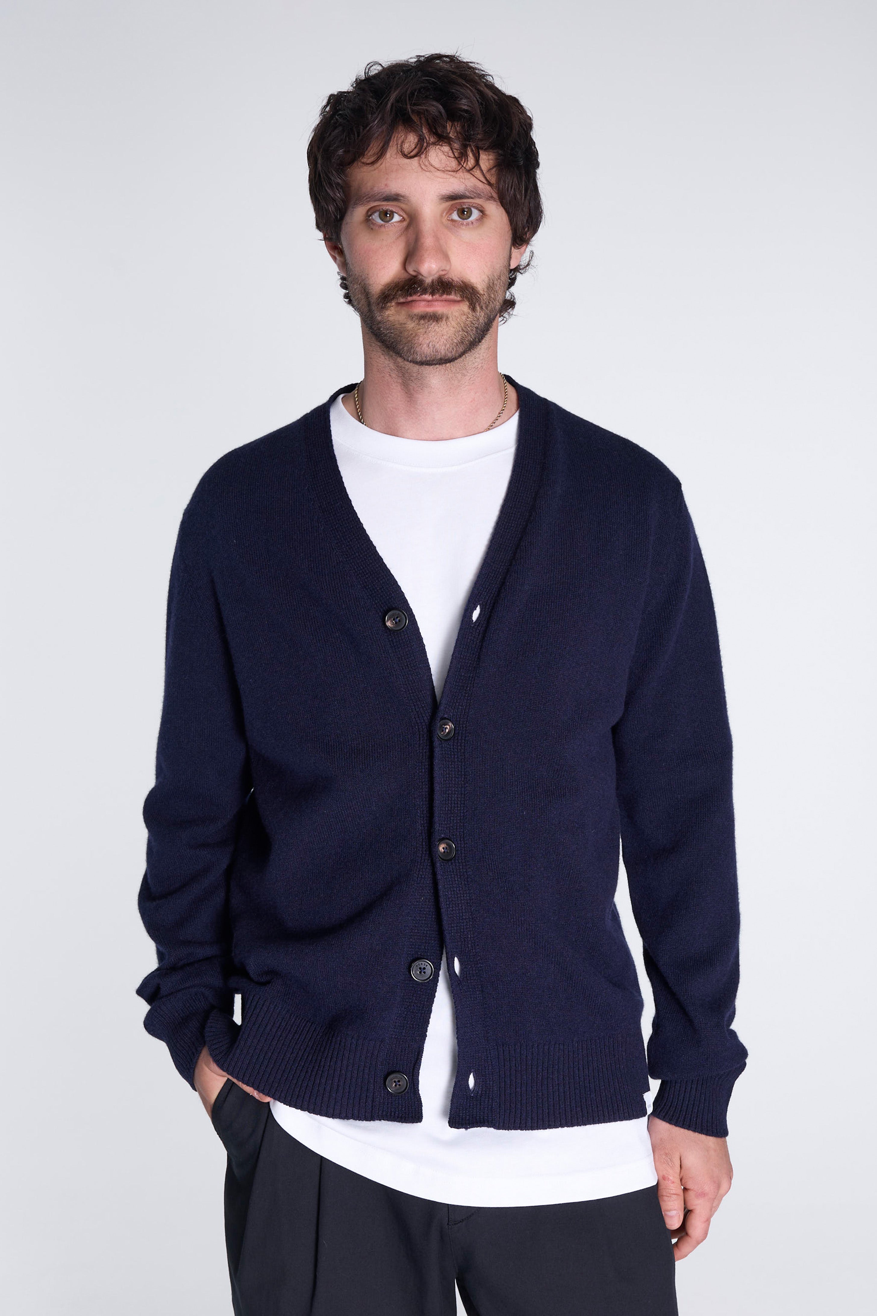 Norse Standard Merino Lambswool Cardigan Dark Navy