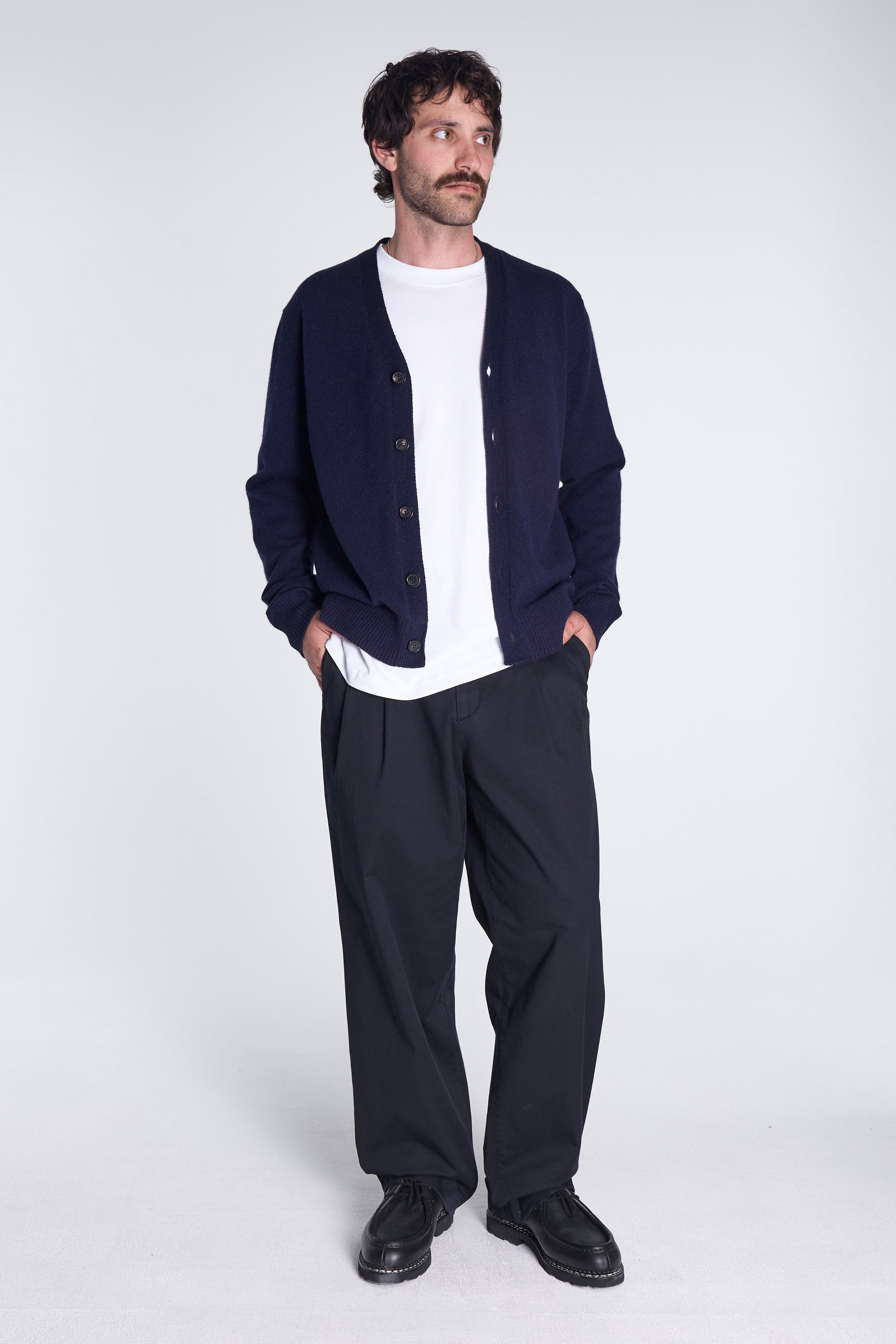 Norse Standard Merino Lambswool Cardigan Dark Navy